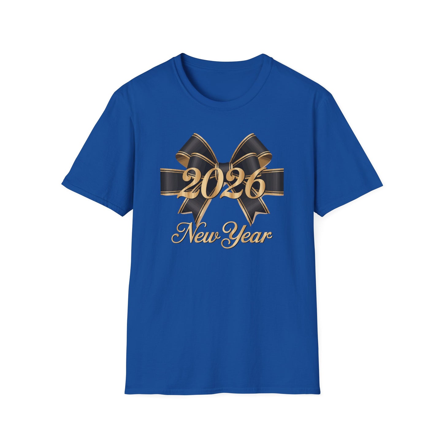 Happy New Year 2026 T-Shirt – Elegant Black and Gold Bow New Year Shirt, Classy 2026 NYE Celebration Tee, Luxury New Year’s Eve Party Top