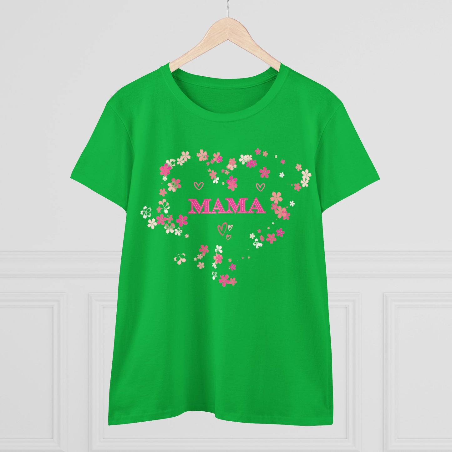 Floral Mama Women's Tee, Mother's Day Shirt, Heart Print Shirt, Mom Gift Shirt, Motherhood Tee, Mom Gift, MAMA Pride Shirt