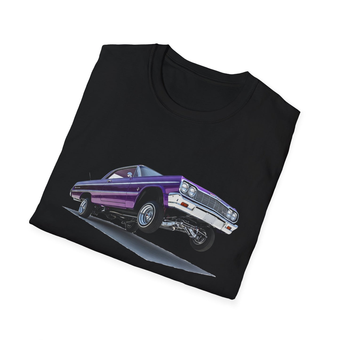 1964 Chevy Impala Hydraulics Lowrider Hoppin' Ink Drawing T-Shirt - Old School Hip Hop Cholo Art Tee Design - Chicano Car Club Graphic Tee