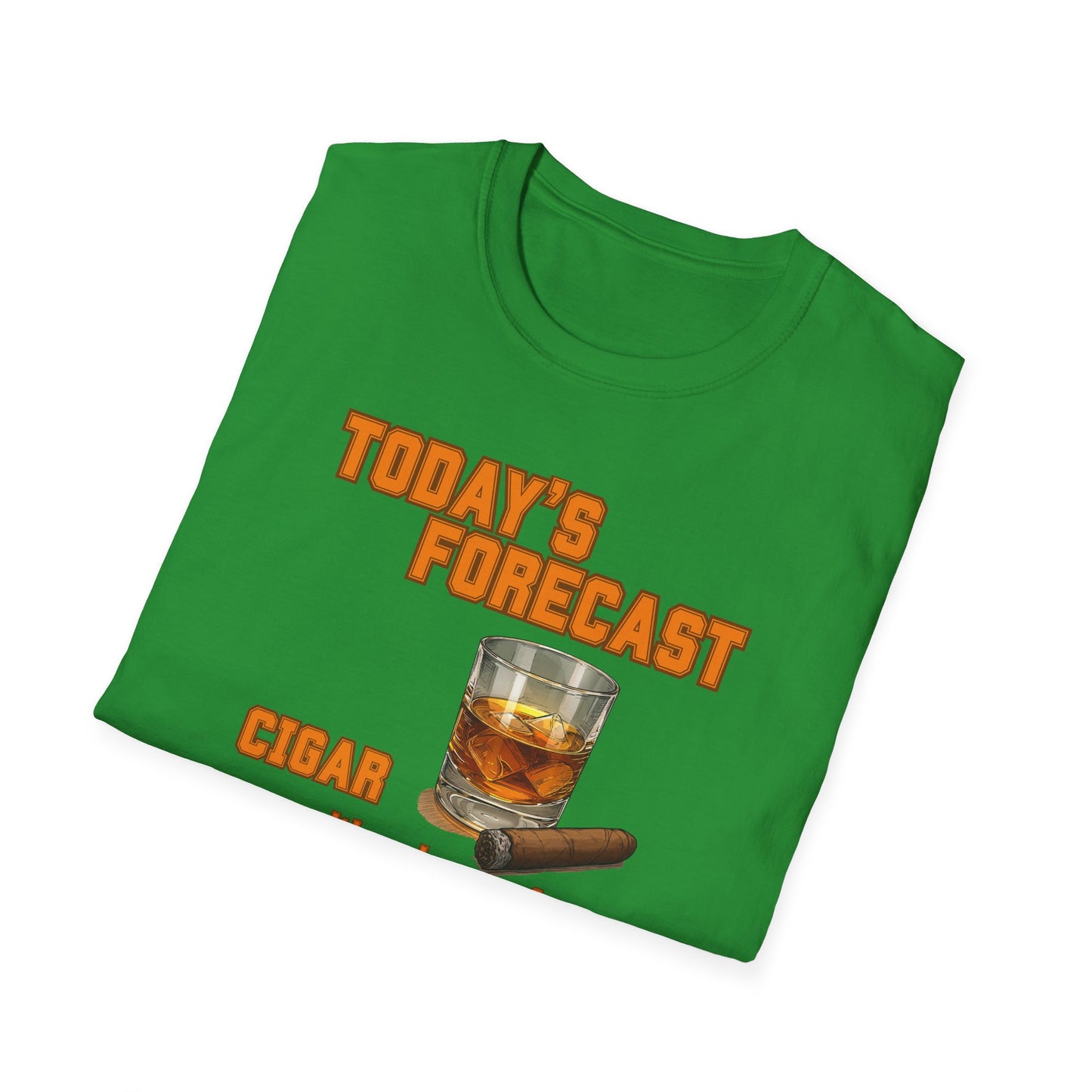 Today's Forecast Cigar with a chance of Whiskey Unisex T-Shirt, BBQ Pool Party Shirt, Fathers Day Gift, Relaxation Leisure, Cigar lover Gift