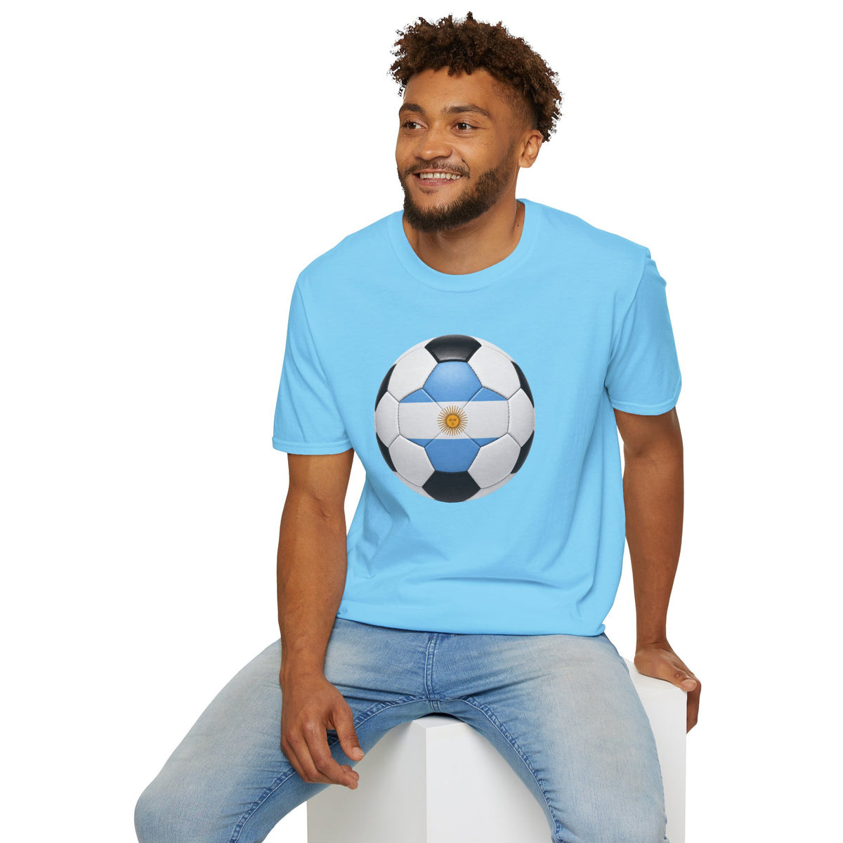 Argentina Soccer Ball Shirt, Argentina Futbol Tee, Light Blue White Soccer T-Shirt, Game Day Fan Shirt, Sports Gift