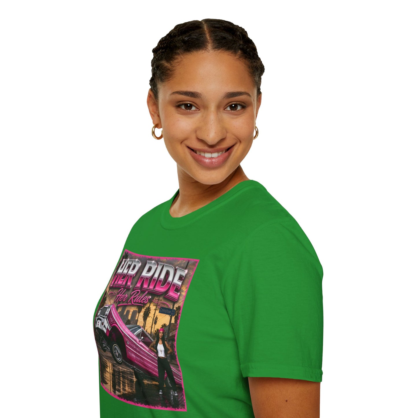 Women Lowrider Shirt, Her Ride Her Rules Tee, Pink Classic Car Graphic Shirt, Car Enthusiast Gift, Retro Auto Tee