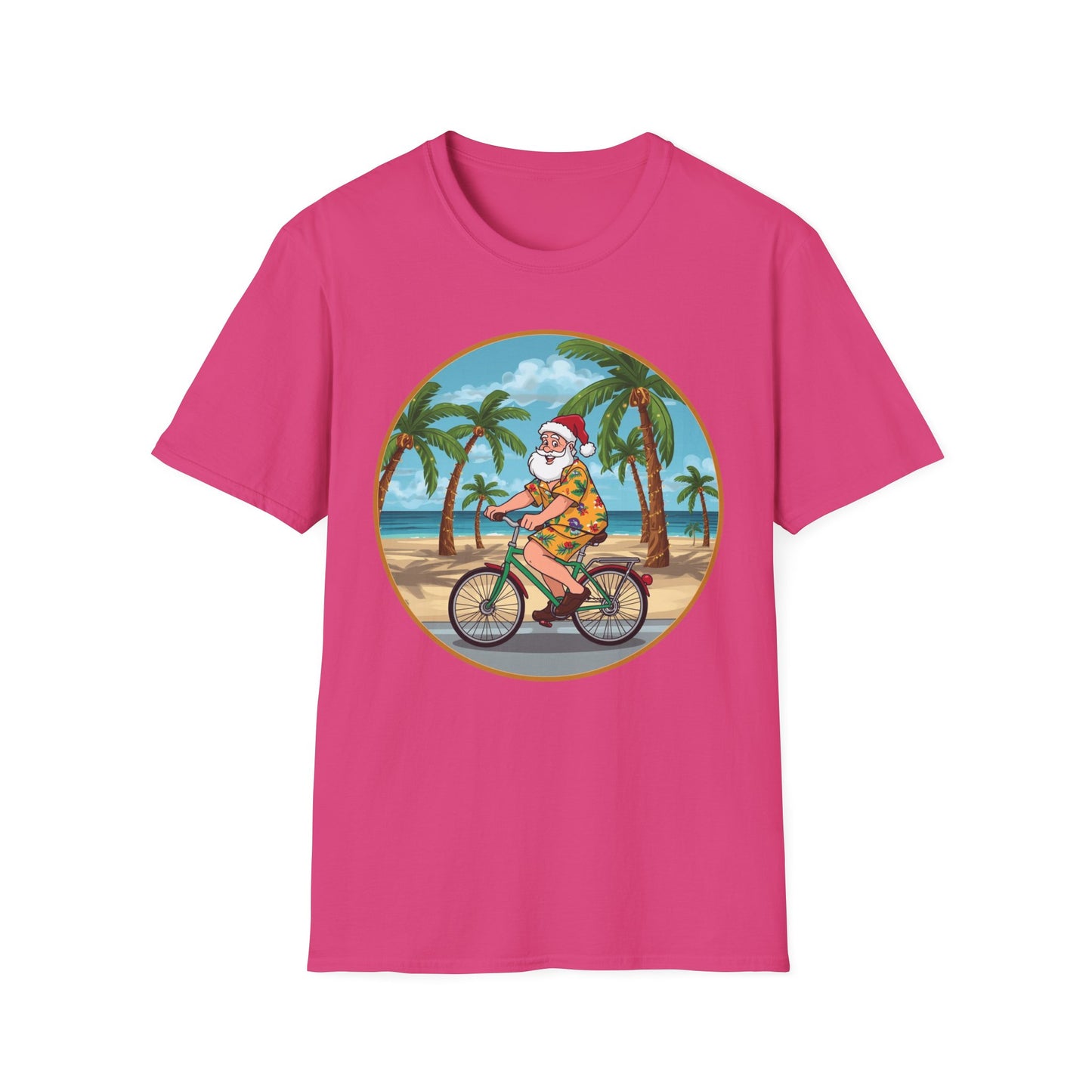 Tropical Santa riding a bicycle shirt, Family Christmas Shirts, Christmas T Shirt, Holiday Shirt, Cute Xmas Shirt for the family, Holiday Gift