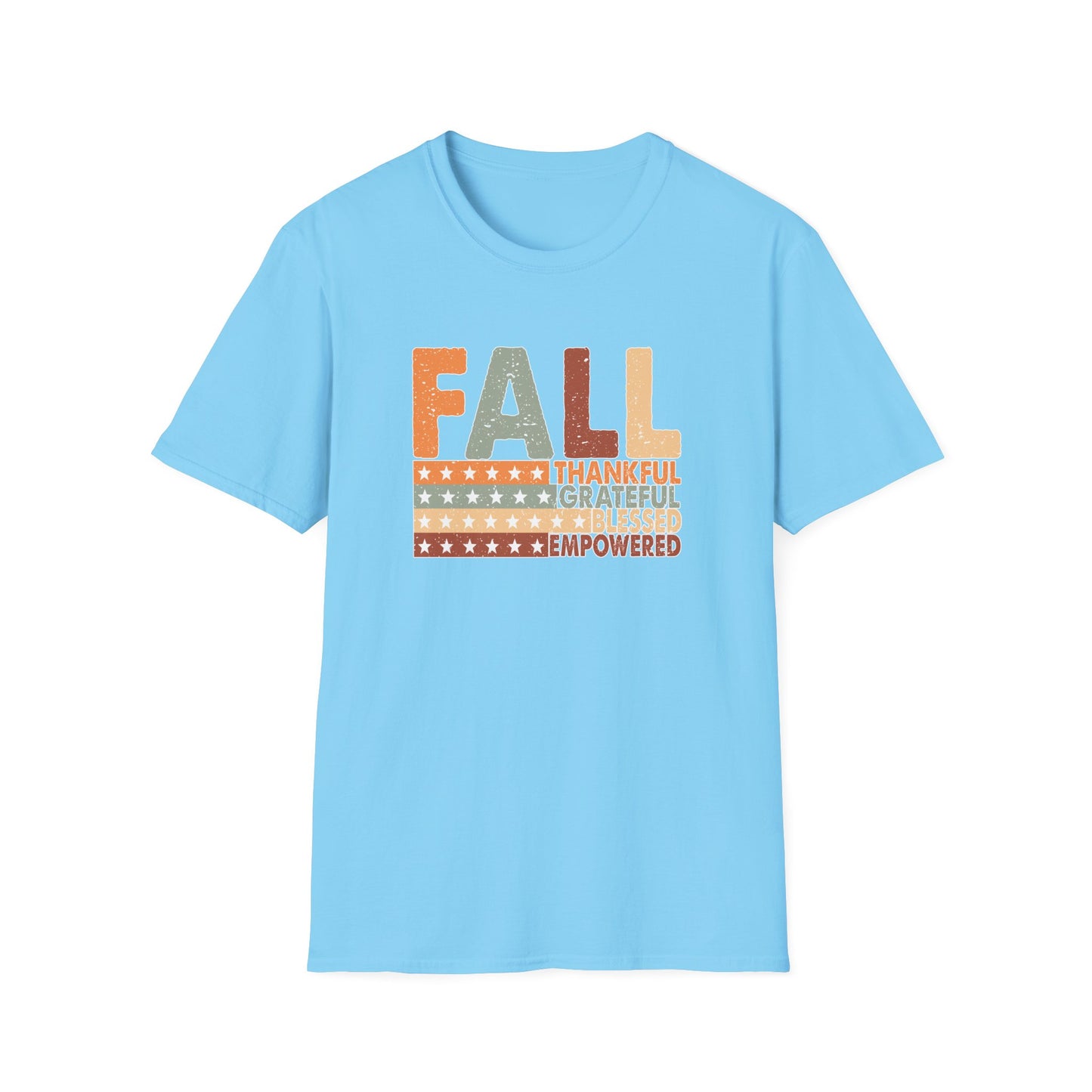 Fall Unisex Softstyle T-Shirt with Inspirational Words, Thankful, Grateful, Blessed, Empowered, Fall Tee, Hope Shirt, Thanksgiving Shirt