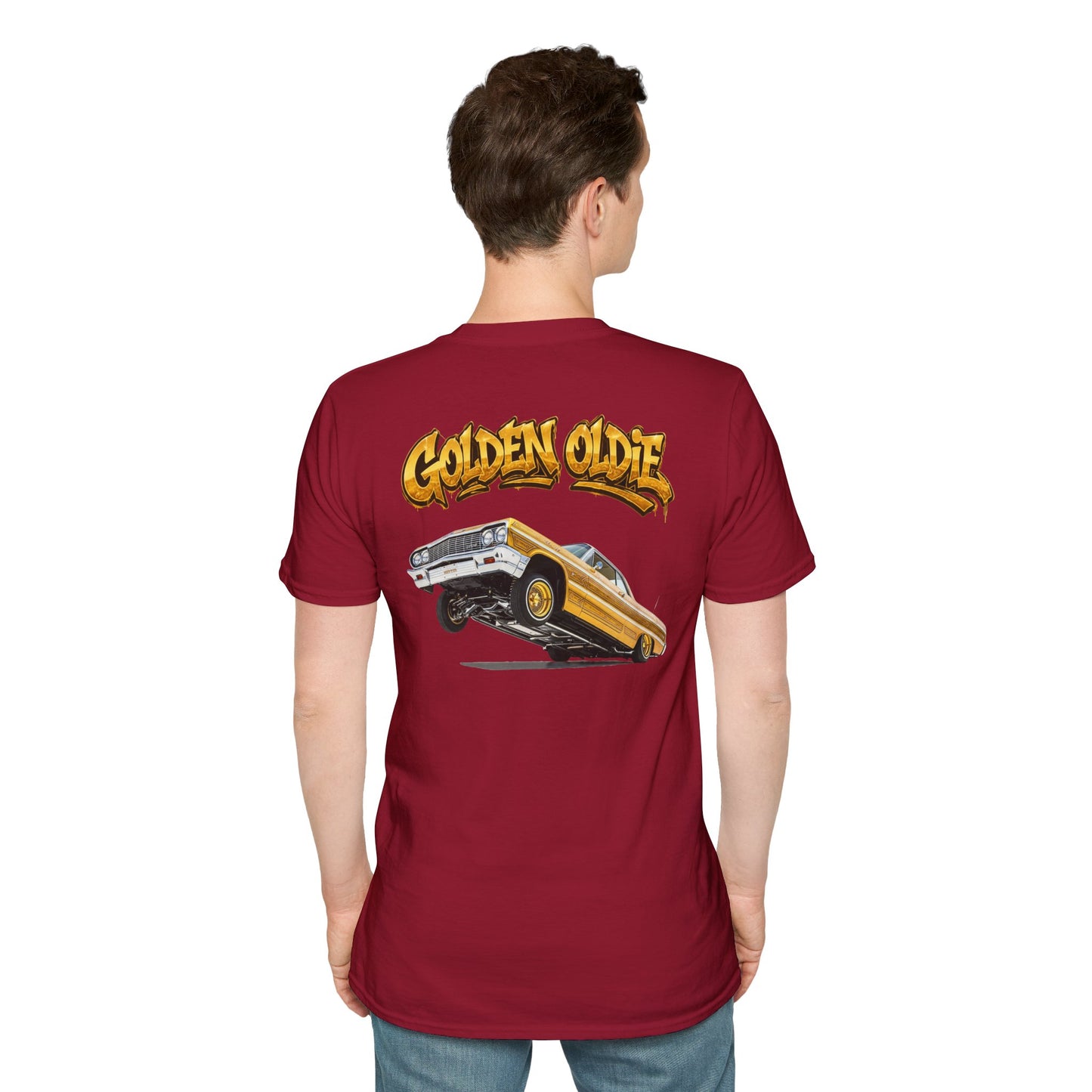 Back Print Lowrider Shirt, Golden Oldie Classic Car Tee, Vintage Car Enthusiast Shirt, Retro Auto Gift, Unisex Car Lover Tee