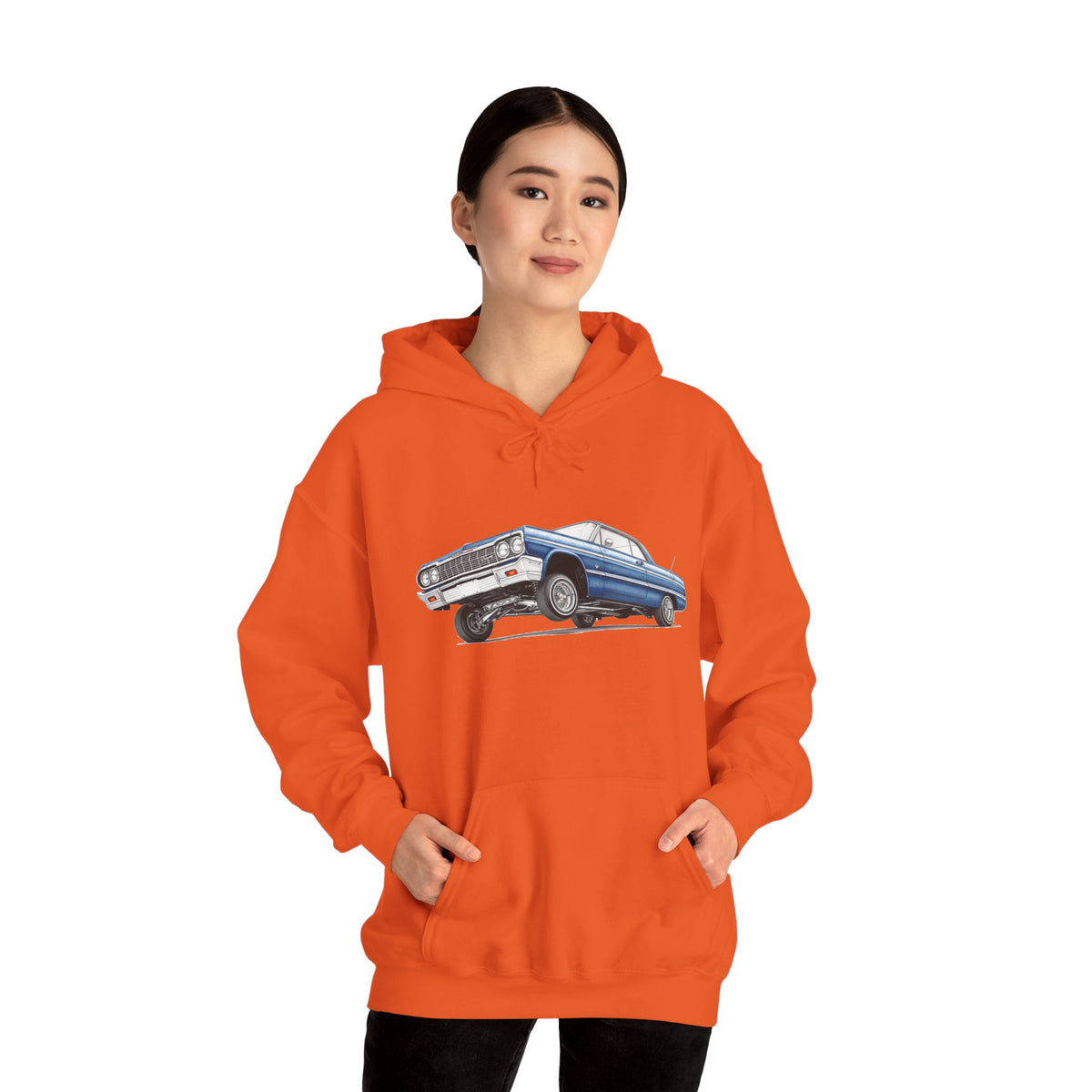 Classic Car Hoodie, Lowrider Car Hoodie, Blue Vintage Car Sweatshirt, Car Enthusiast Gift, Unisex Automotive Hoodie