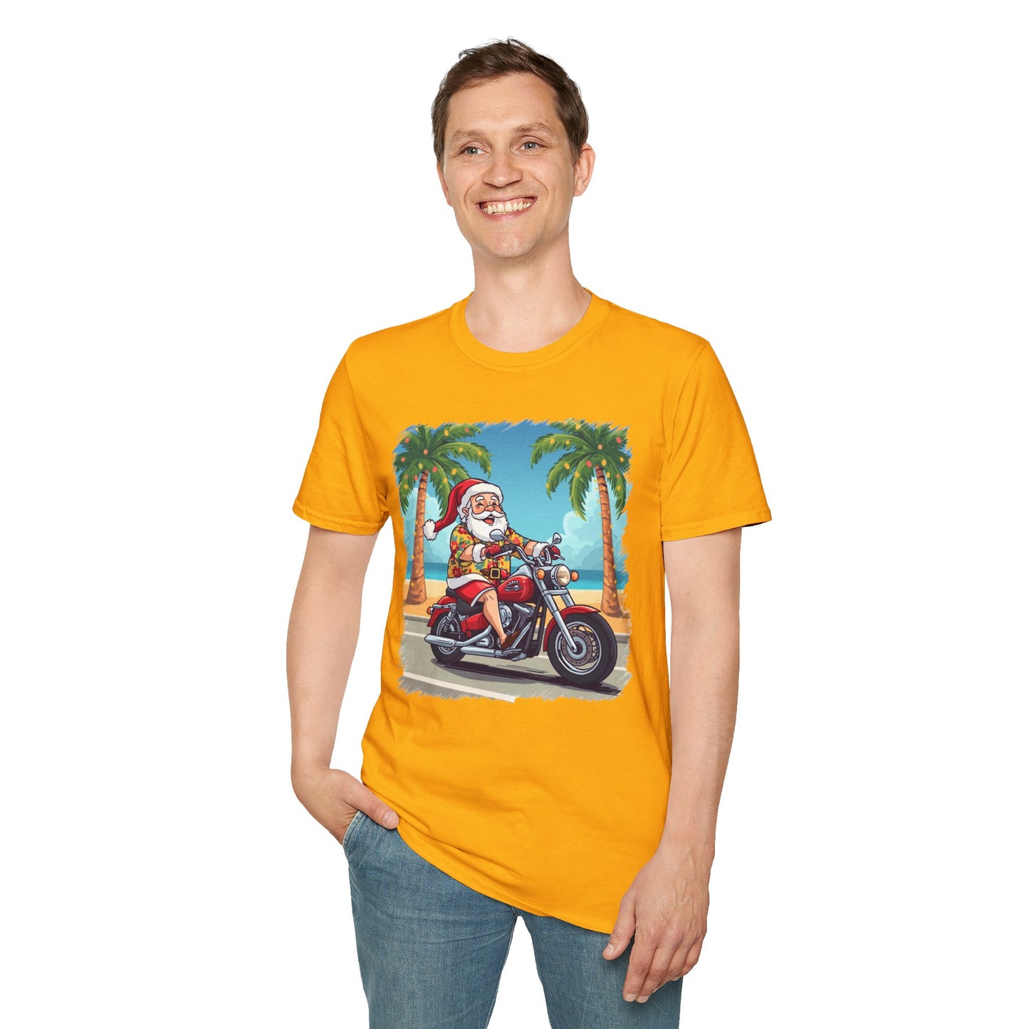 Tropical Santa riding a motorcycle shirt, Family Christmas Shirts, Christmas T Shirt, Holiday Shirt, Cute Xmas Shirt for the family, Holiday Gift