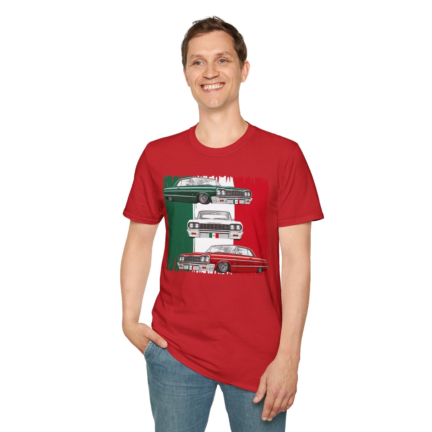 Lowrider Shirt, Mexican Flag Classic Car Tee, Vintage Car Graphic Shirt, Car Enthusiast Gift, Retro Auto Unisex Tee