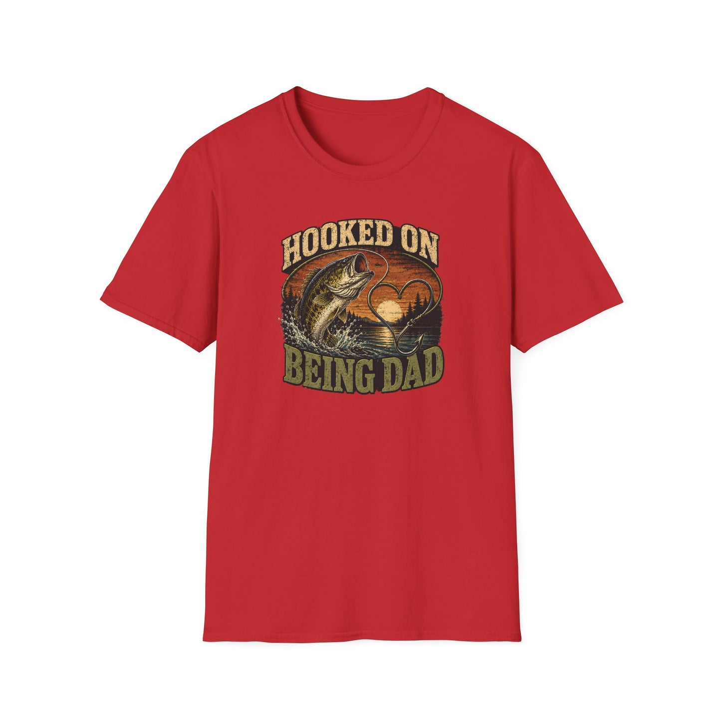 Fishing Dad Shirt, Hooked on Being Dad Tee, Bass Fishing T-Shirt, Fathers Day Shirt for Dad, Fisherman Gift