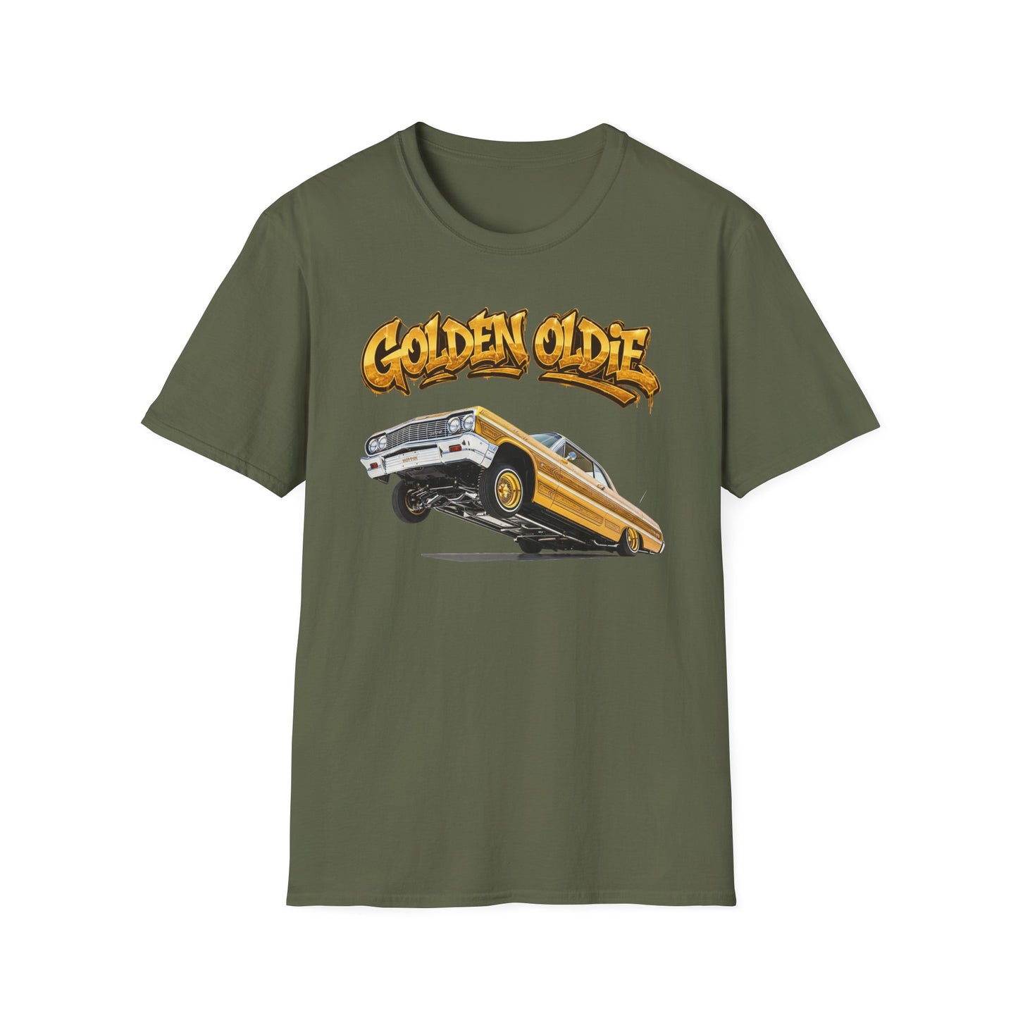 Golden Oldie Lowrider Shirt, Classic Car Tee, Vintage Auto Graphic Shirt, Car Enthusiast Gift, Retro Car Lover Tee