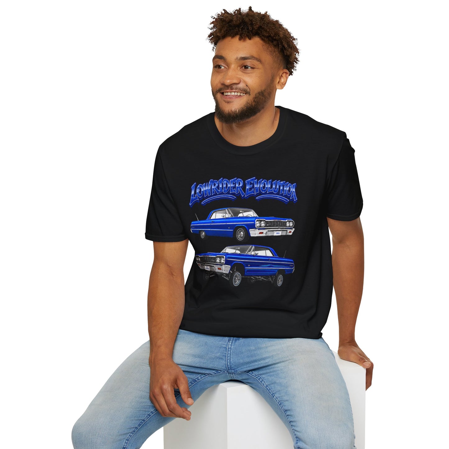 Classic Lowrider Shirt, Lowrider Evolution Tee, Blue Vintage Car Shirt, Car Enthusiast Gift, Retro Auto Graphic Tee