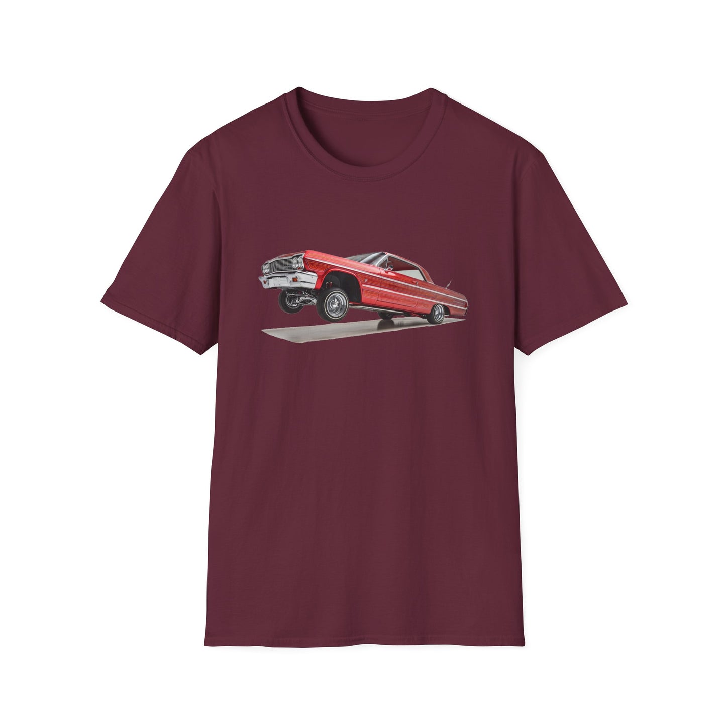 1964 Chevy Impala Hydraulics Lowrider Hoppin' graphic T-Shirt - Old School Hip Hop Cholo Art Tee Design - Chicano Car Club Graphic Tee