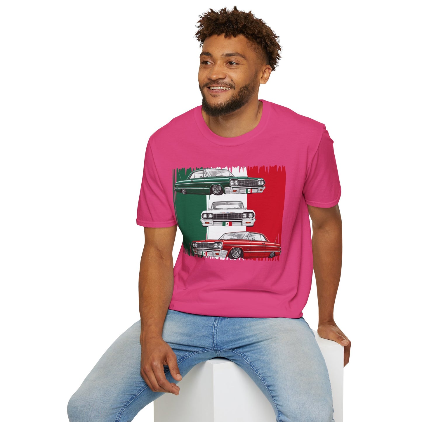 Lowrider Shirt, Mexican Flag Classic Car Tee, Vintage Car Graphic Shirt, Car Enthusiast Gift, Retro Auto Unisex Tee