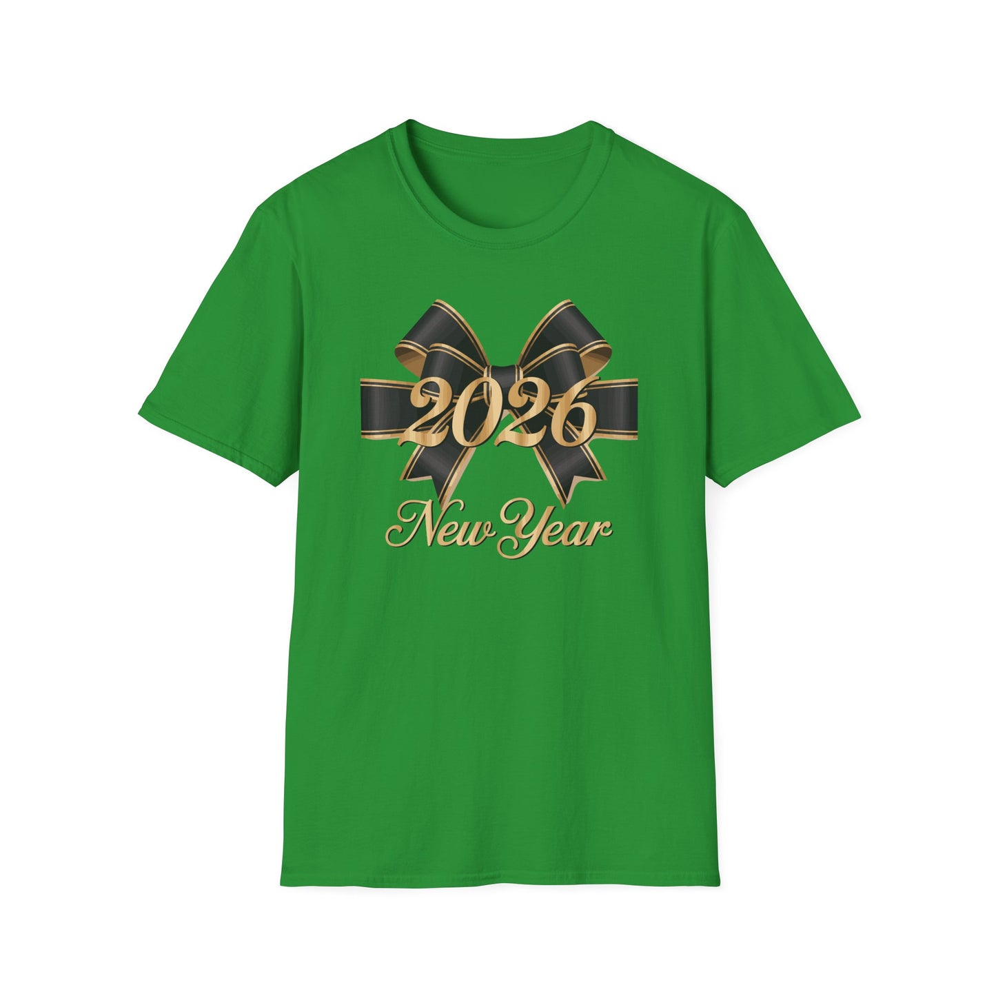 Happy New Year 2026 T-Shirt – Elegant Black and Gold Bow New Year Shirt, Classy 2026 NYE Celebration Tee, Luxury New Year’s Eve Party Top