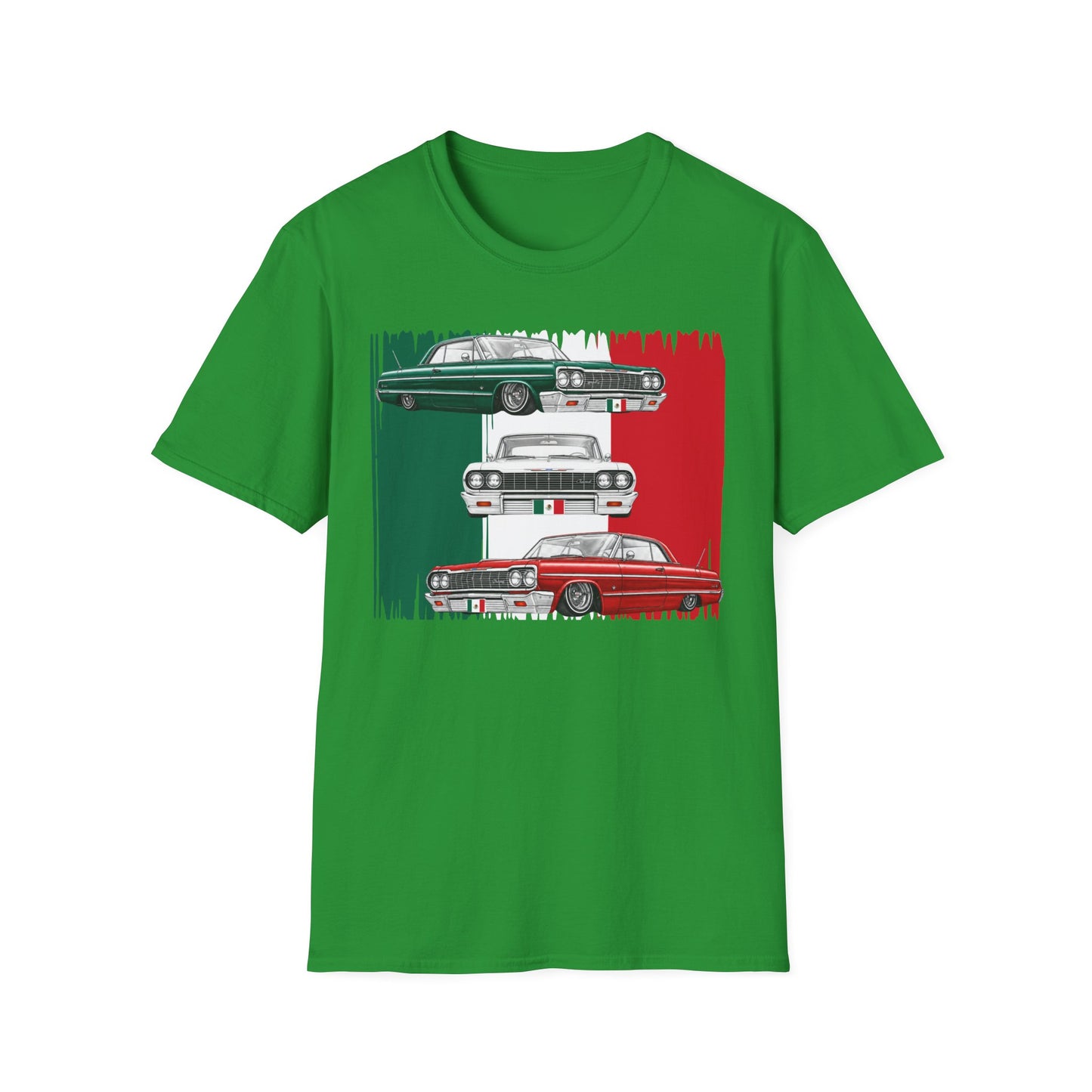 Lowrider Shirt, Mexican Flag Classic Car Tee, Vintage Car Graphic Shirt, Car Enthusiast Gift, Retro Auto Unisex Tee