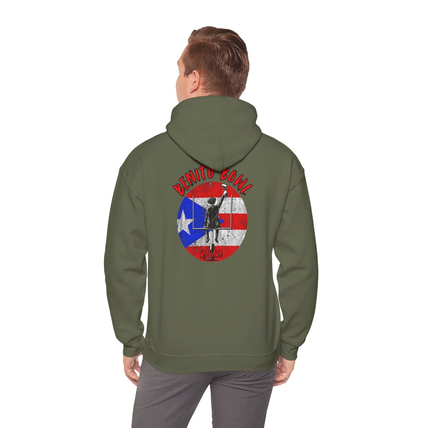 Benito Bowl 2/8/26 Hoodie – Puerto Rico Heritage, Boricua Pride Football Benito Fan Hoodie