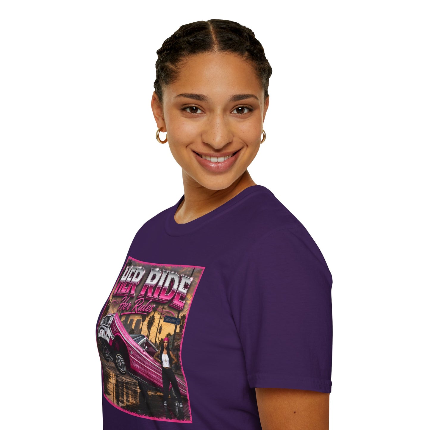 Women Lowrider Shirt, Her Ride Her Rules Tee, Pink Classic Car Graphic Shirt, Car Enthusiast Gift, Retro Auto Tee