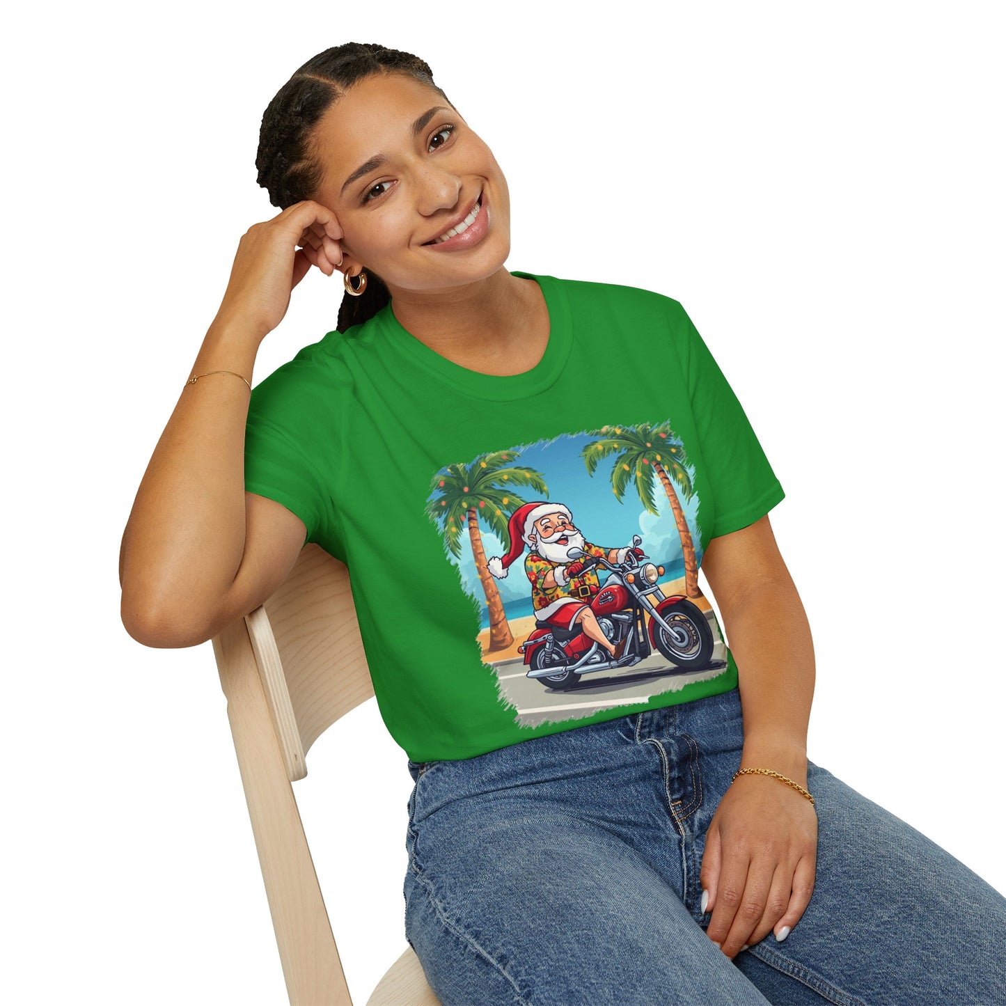 Tropical Santa riding a motorcycle shirt, Family Christmas Shirts, Christmas T Shirt, Holiday Shirt, Cute Xmas Shirt for the family, Holiday Gift