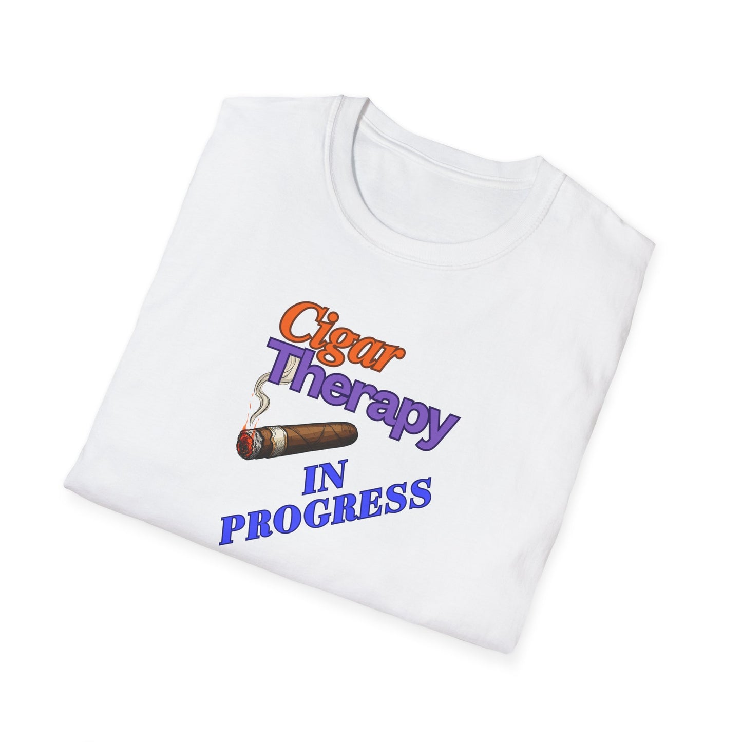 Cigar Therapy in Progress Unisex T-Shirt, BBQ Pool Party Shirt, Fathers Day Gift, Relaxation Leisure, Cigar lover Gift, Grandpa Gift