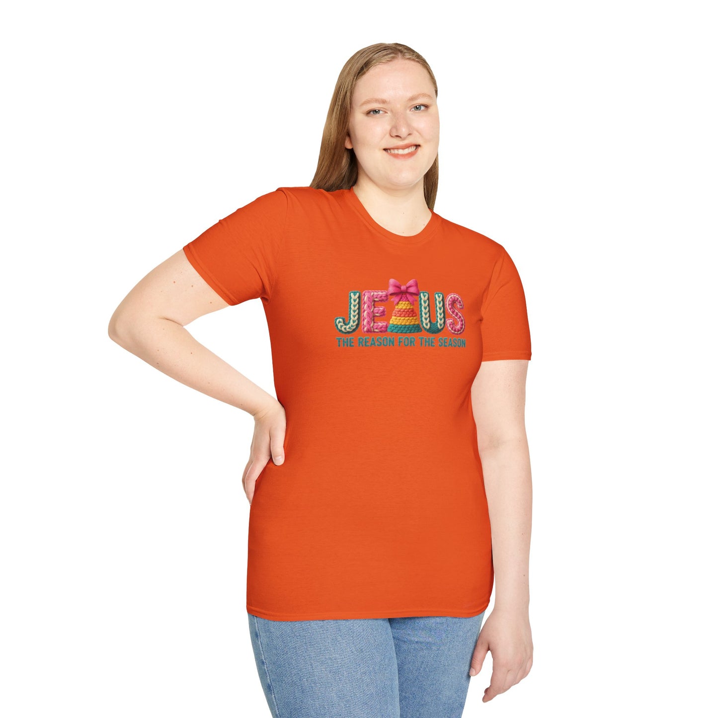 Jesus Christmas T-Shirt – The Reason for the Season Tee, Faith Christian Holiday Shirt with Bow Design