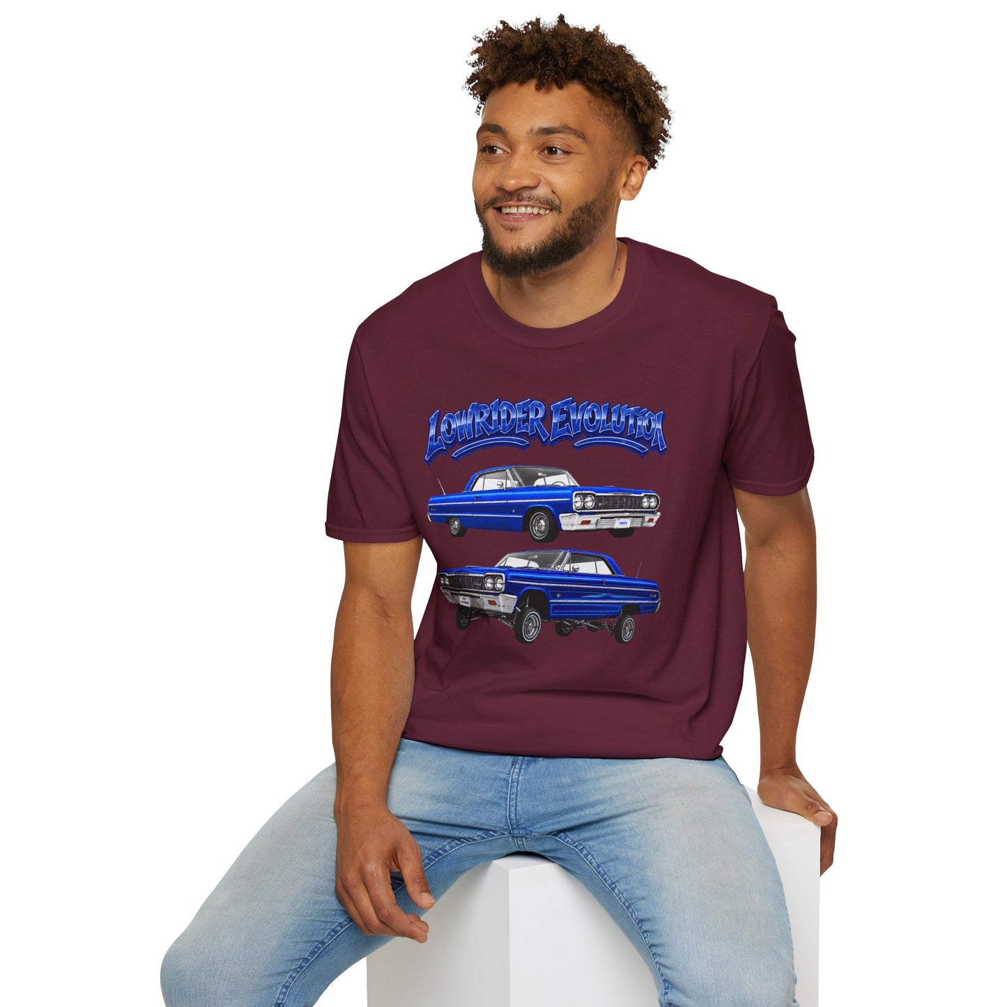 Classic Lowrider Shirt, Lowrider Evolution Tee, Blue Vintage Car Shirt, Car Enthusiast Gift, Retro Auto Graphic Tee