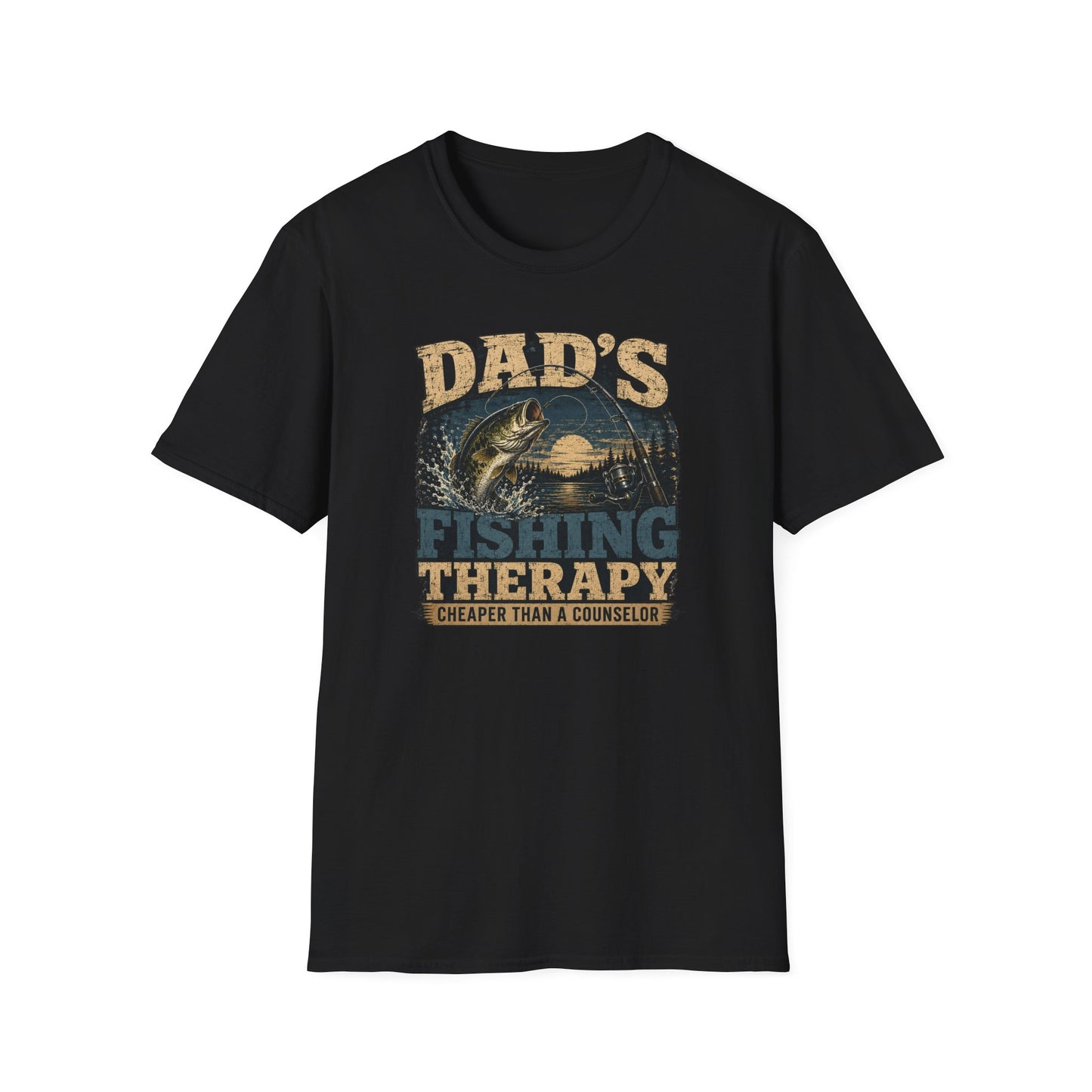 Fishing Dad Shirt, Dads Fishing Therapy Tee, Bass Fishing T-Shirt, Fisherman Gift, Fathers Day Shirt for Dad