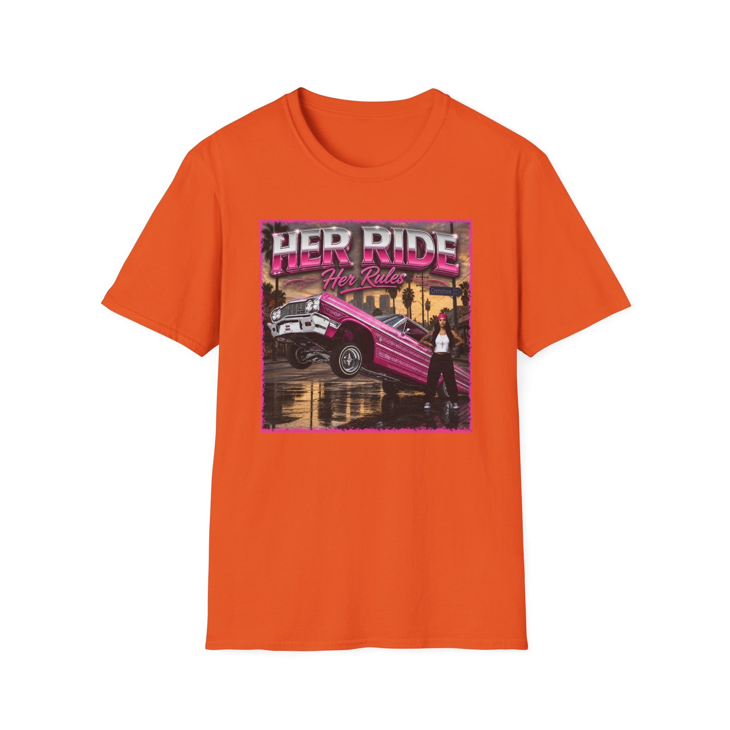 Women Lowrider Shirt, Her Ride Her Rules Tee, Pink Classic Car Graphic Shirt, Car Enthusiast Gift, Retro Auto Tee