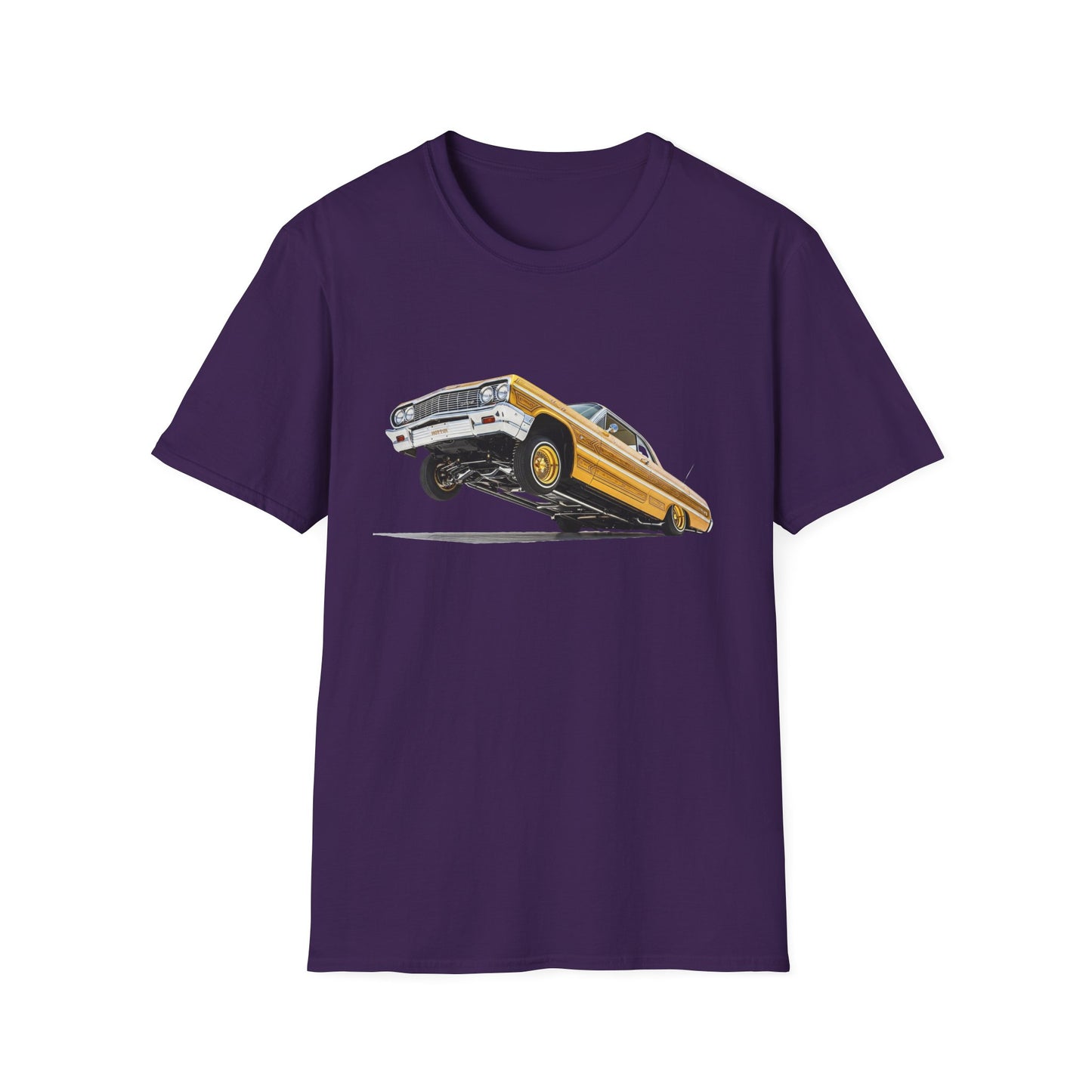 1964 Chevy Impala Hydraulics Lowrider Hoppin' Ink Drawing T-Shirt - Old School Hip Hop Cholo Art Tee Design - Chicano Car Club Graphic Tee