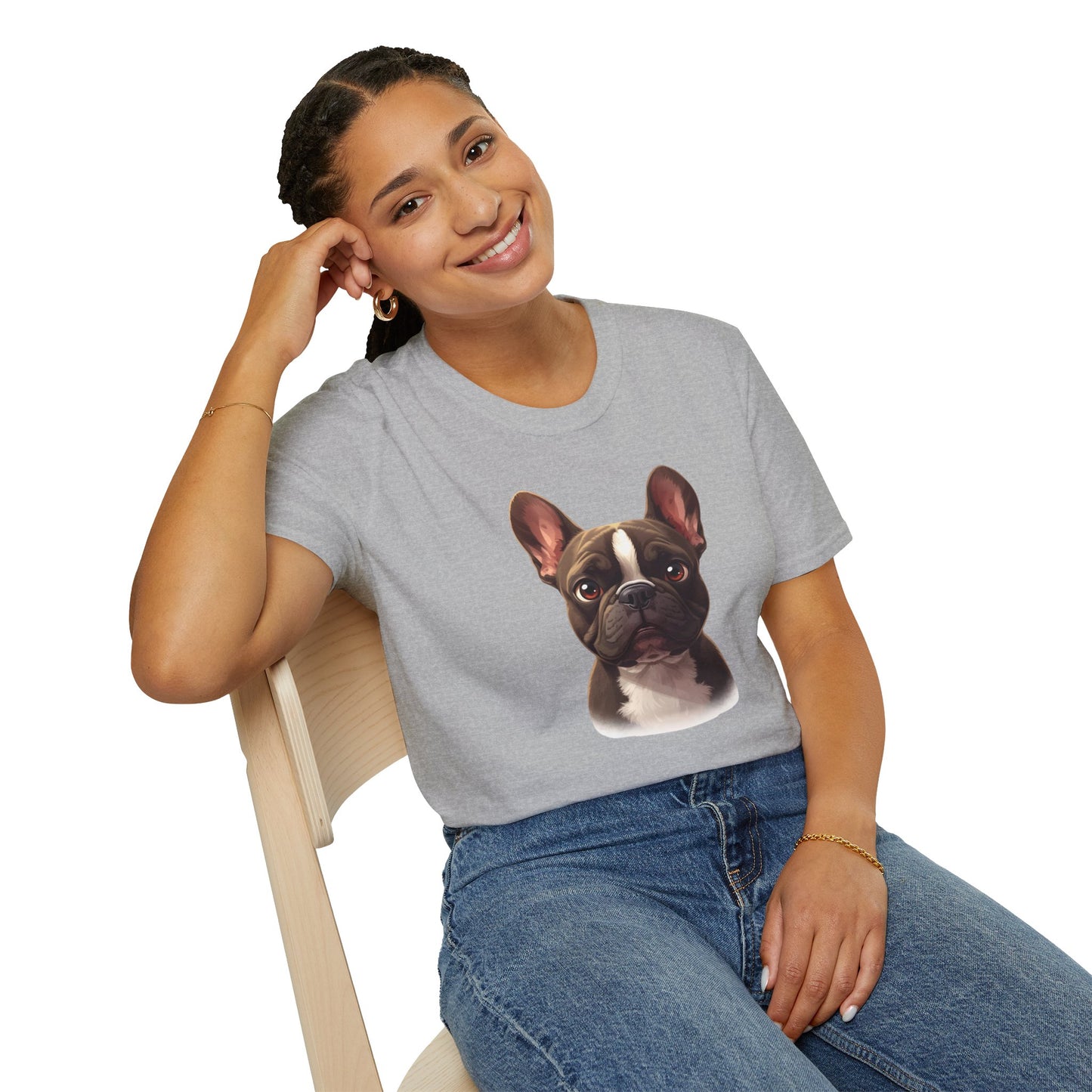 French Bulldog Dog Portrait Shirt – Frenchie Dog Lover Gift, Cute Dog Mom Tee, Dog Dad Shirt, Pet Breed Apparel