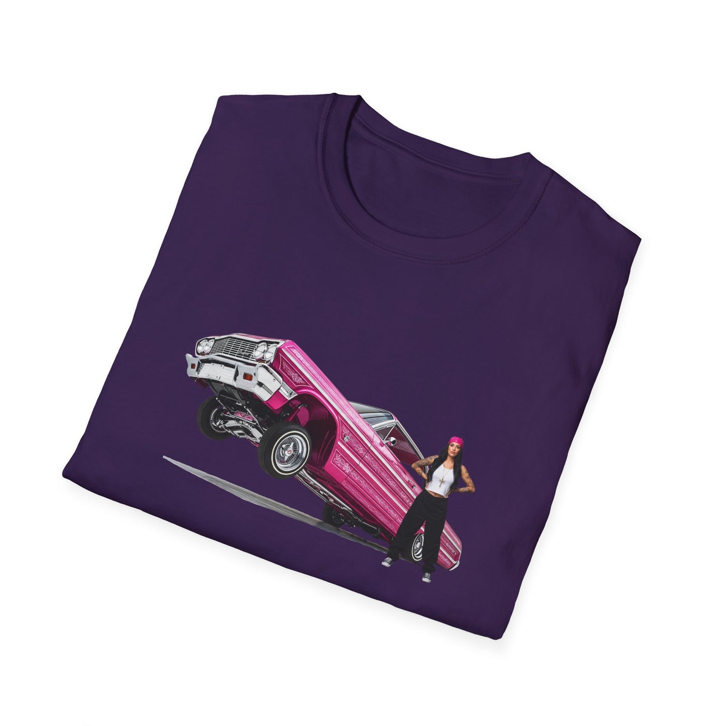 1964 Chevy Impala Hydraulics Lowrider Hoppin' graphic T-Shirt - Old School Hip Hop Cholo Art Tee Design - Chicano Car Club Graphic Tee