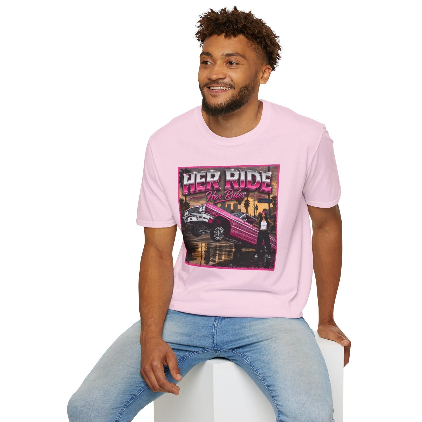 Women Lowrider Shirt, Her Ride Her Rules Tee, Pink Classic Car Graphic Shirt, Car Enthusiast Gift, Retro Auto Tee