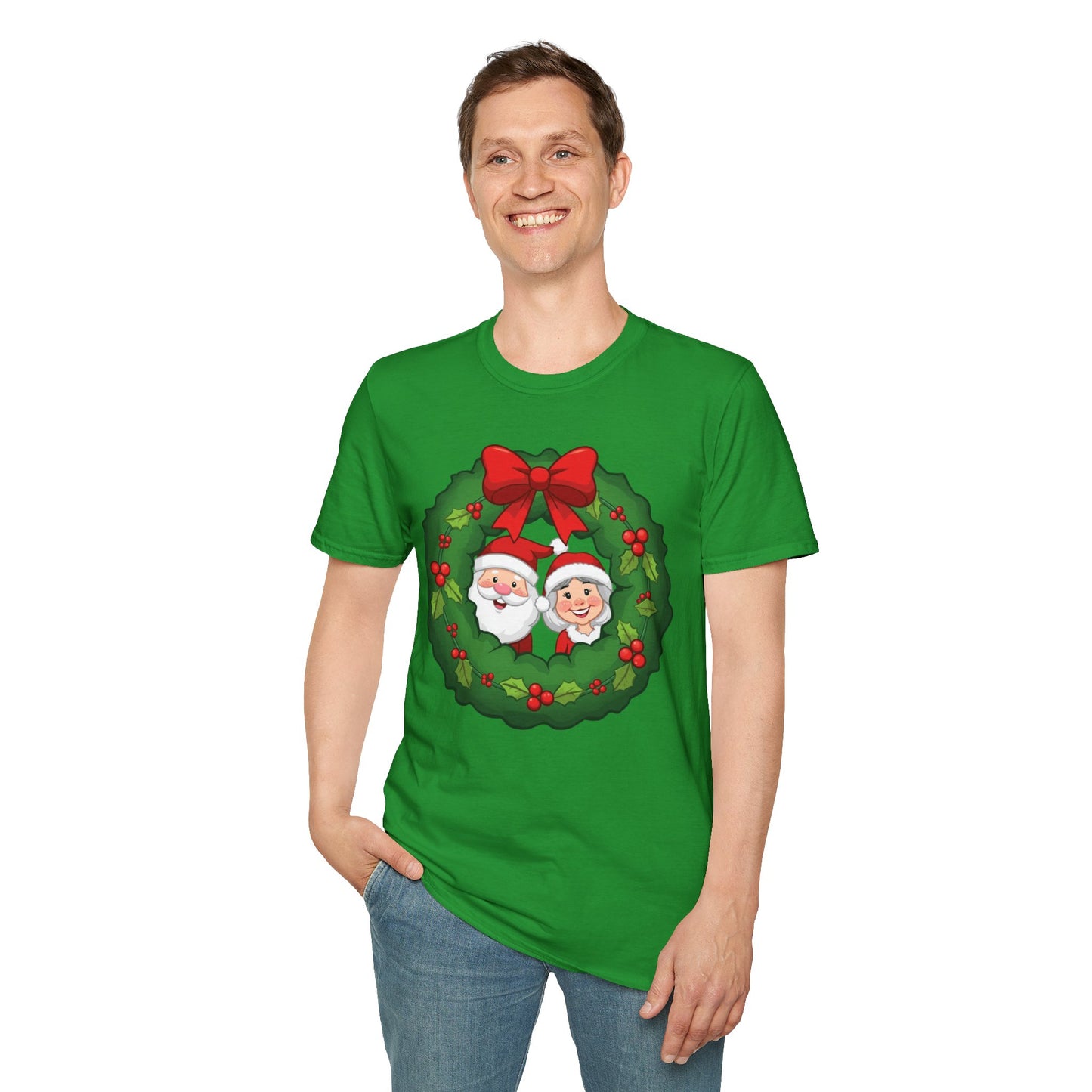 Santa and Mrs. Claus in a Wreath Shirt, Family Christmas Shirts, Christmas T Shirt, Holiday Shirt, Cute Xmas Shirt for the family, Holiday Gift