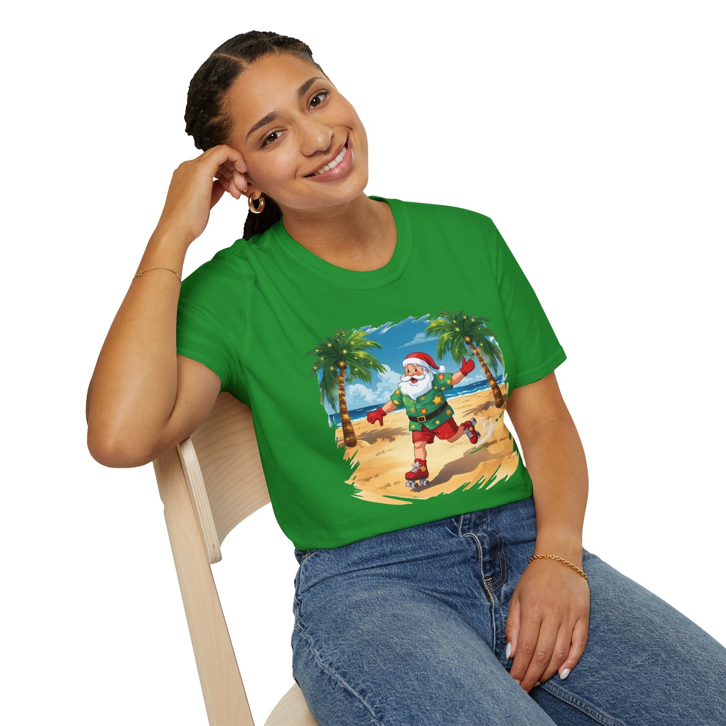 Tropical Santa skating shirt, Family Christmas Shirts, Christmas T Shirt, Holiday Shirt, Cute Xmas Shirt for the family, Holiday Gift