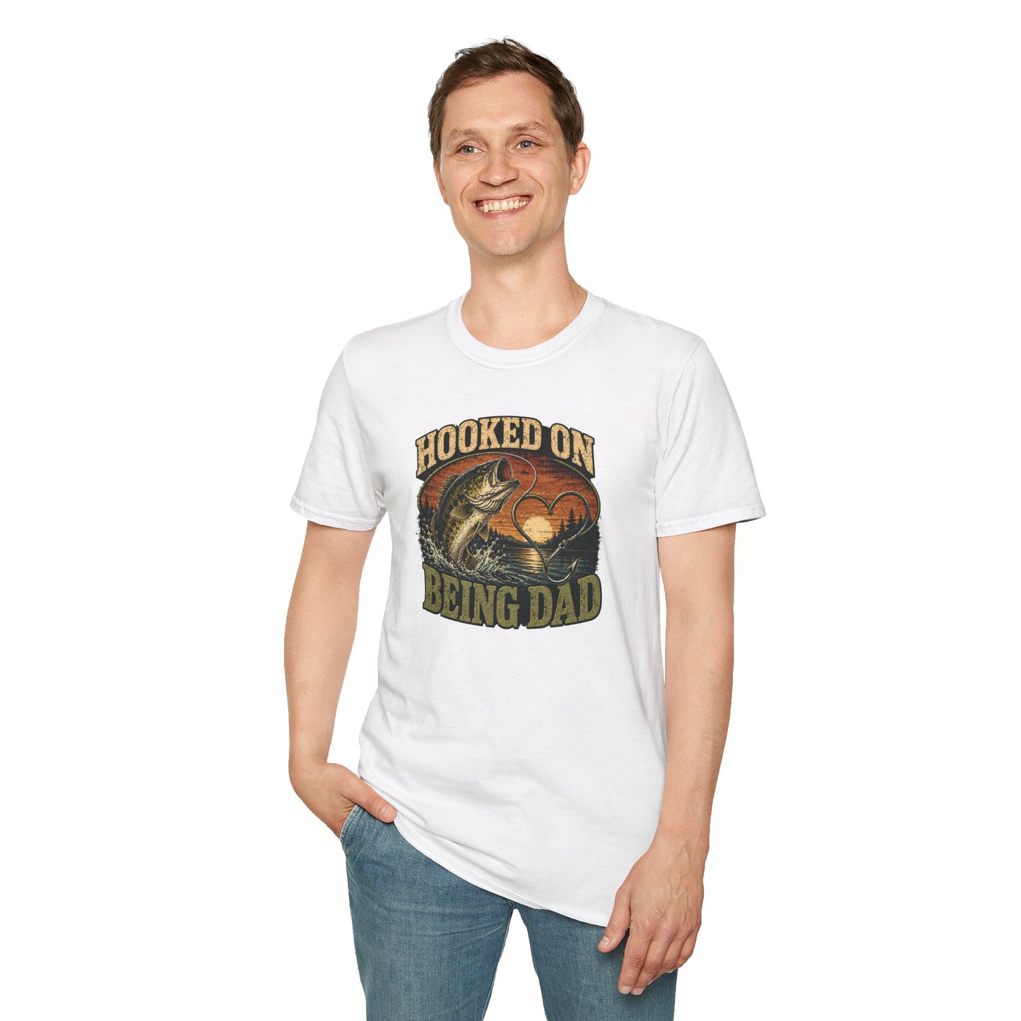 Fishing Dad Shirt, Hooked on Being Dad Tee, Bass Fishing T-Shirt, Fathers Day Shirt for Dad, Fisherman Gift