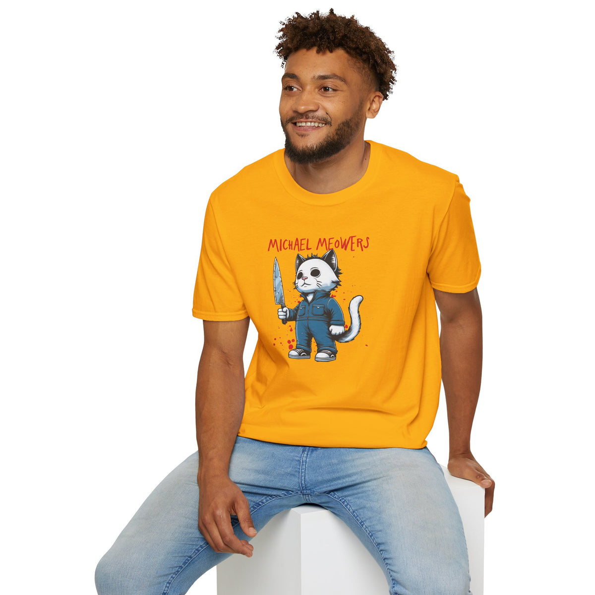 Michael Meowers Halloween Funny Cat T-Shirt, Scary Movie Tee, Halloween Cat Shirt, Horror Movie Cat Fan Gift, Horror Movie Character