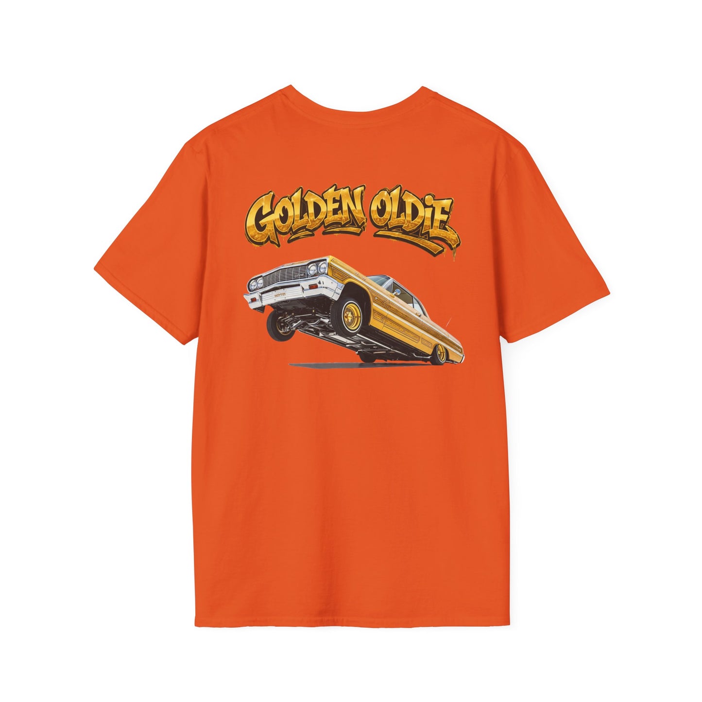 Back Print Lowrider Shirt, Golden Oldie Classic Car Tee, Vintage Car Enthusiast Shirt, Retro Auto Gift, Unisex Car Lover Tee