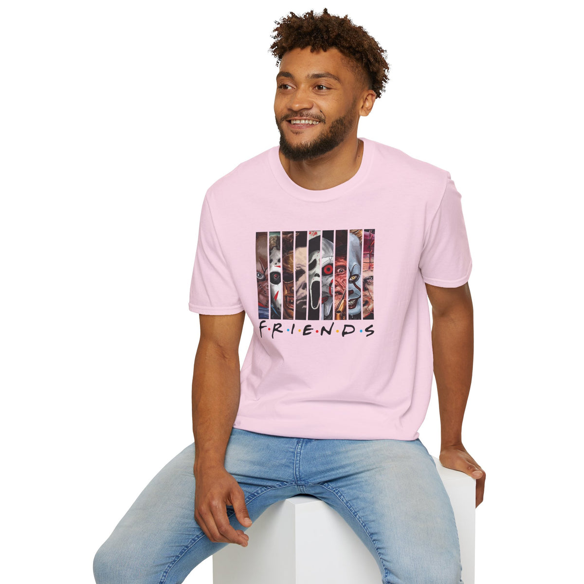 Horror Movie Villains Halloween Friends Softstyle T-Shirt, Scary Movie Tee, Halloween Shirt, Horror Movie Fan Gift, Horror Movie Characters