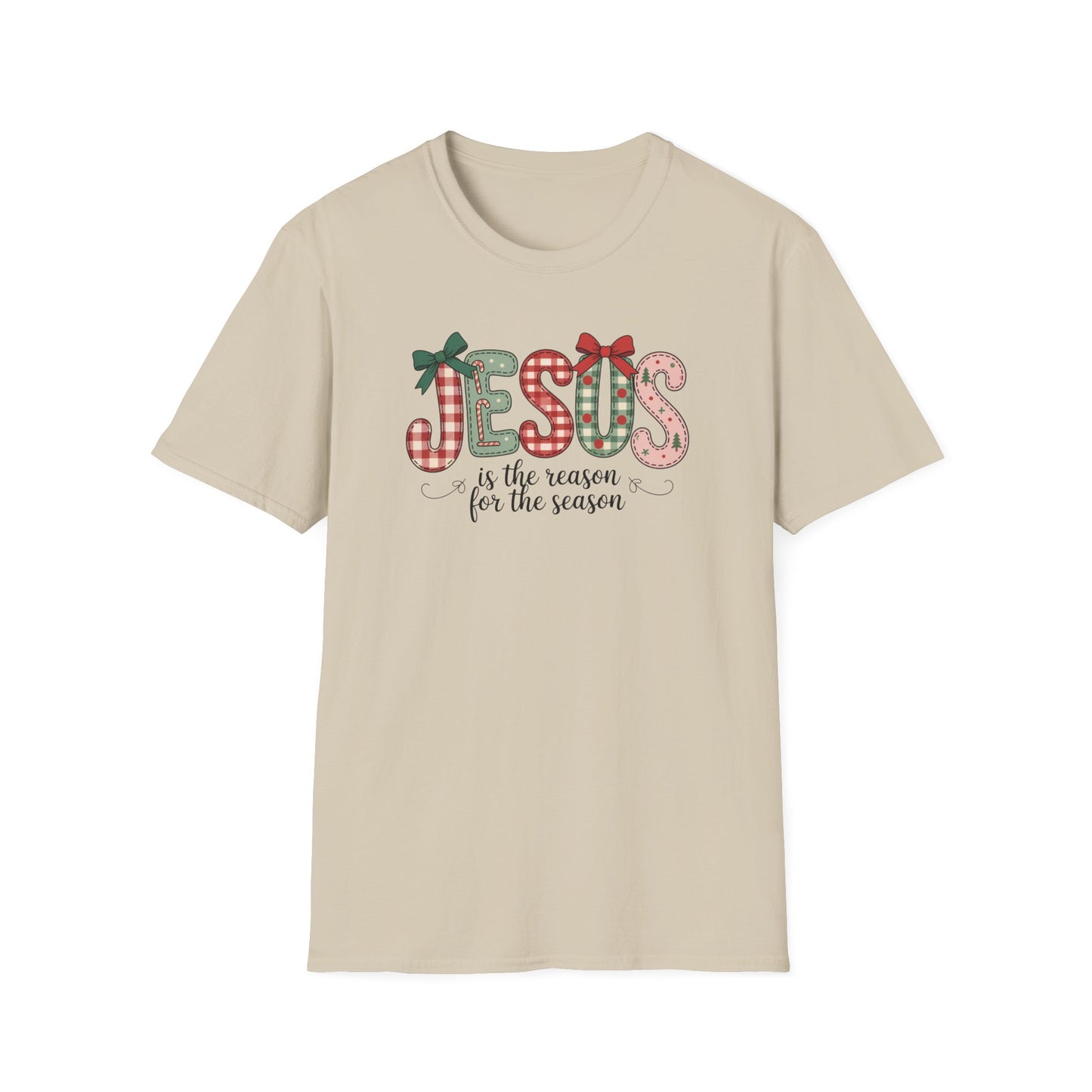 Jesus Is the Reason for the Season Christmas T-Shirt – Cute Plaid Holiday Christian Tee with Bows