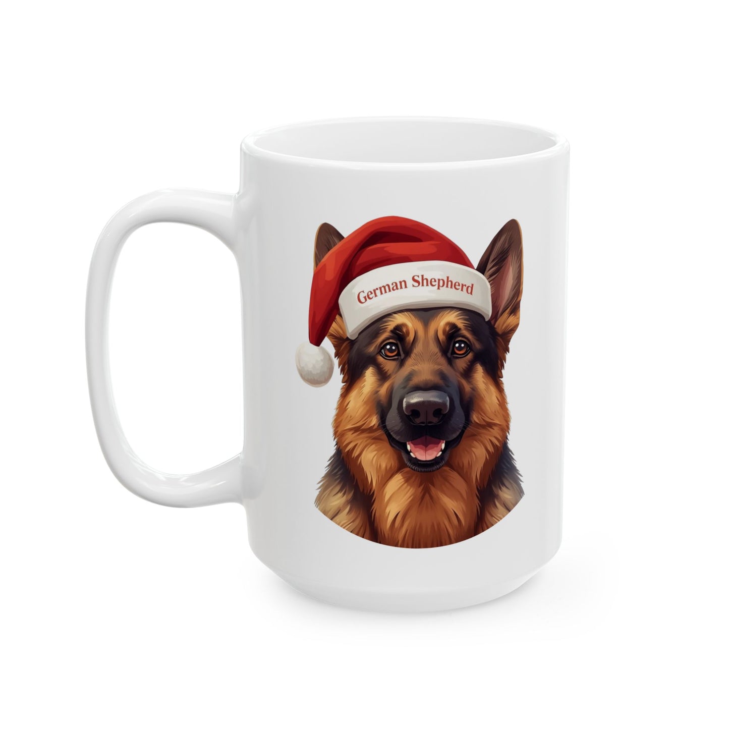 German Shepherd Holiday Portrait Mug – Cute Holiday Coffee Cup, Festive German Shepherd Ceramic Mug, Christmas Gift Idea (11oz/15oz)