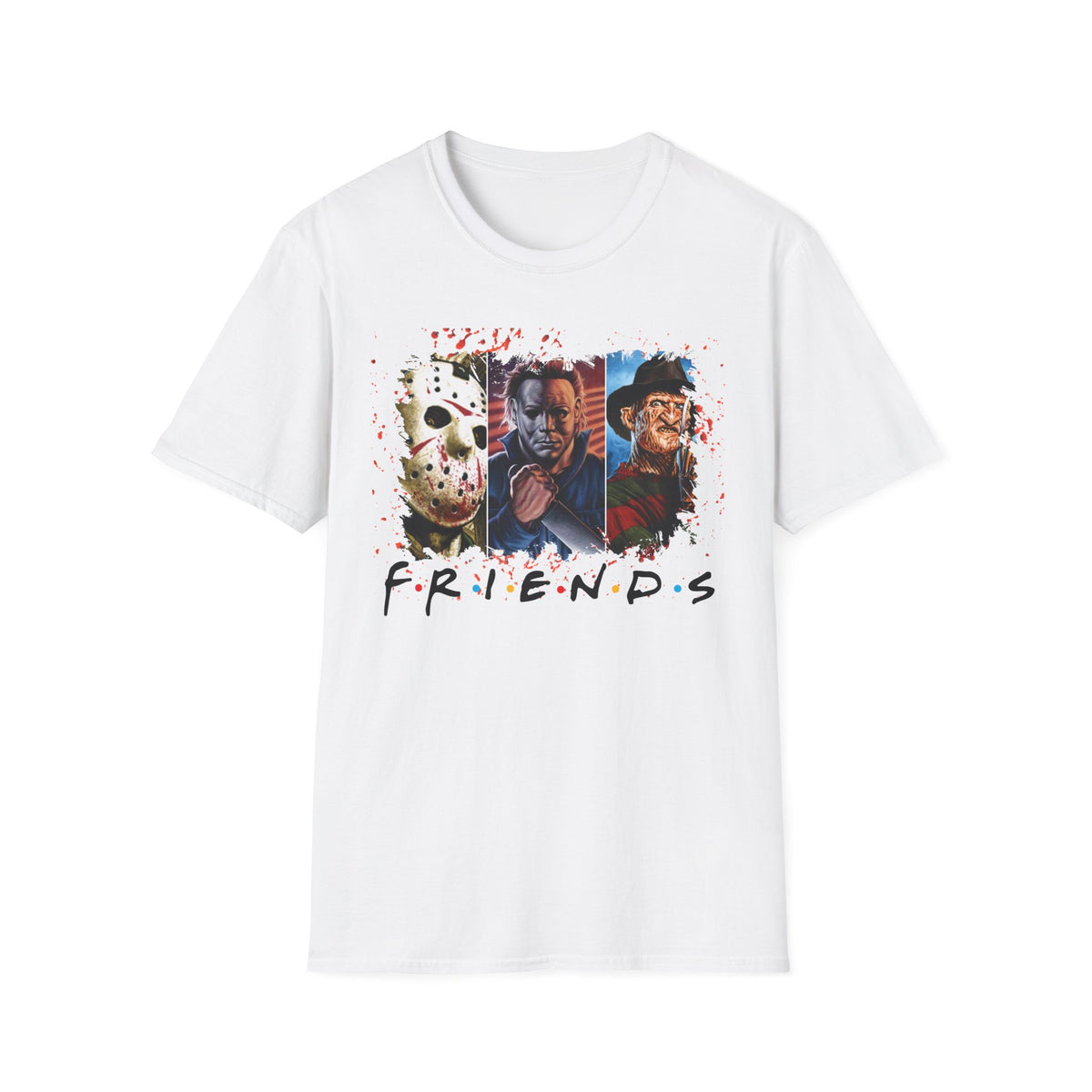 Horror Movie Villains Halloween Friends Softstyle T-Shirt, Scary Movie Tee, Halloween Shirt, Horror Movie Fan Gift, Horror Movie Characters