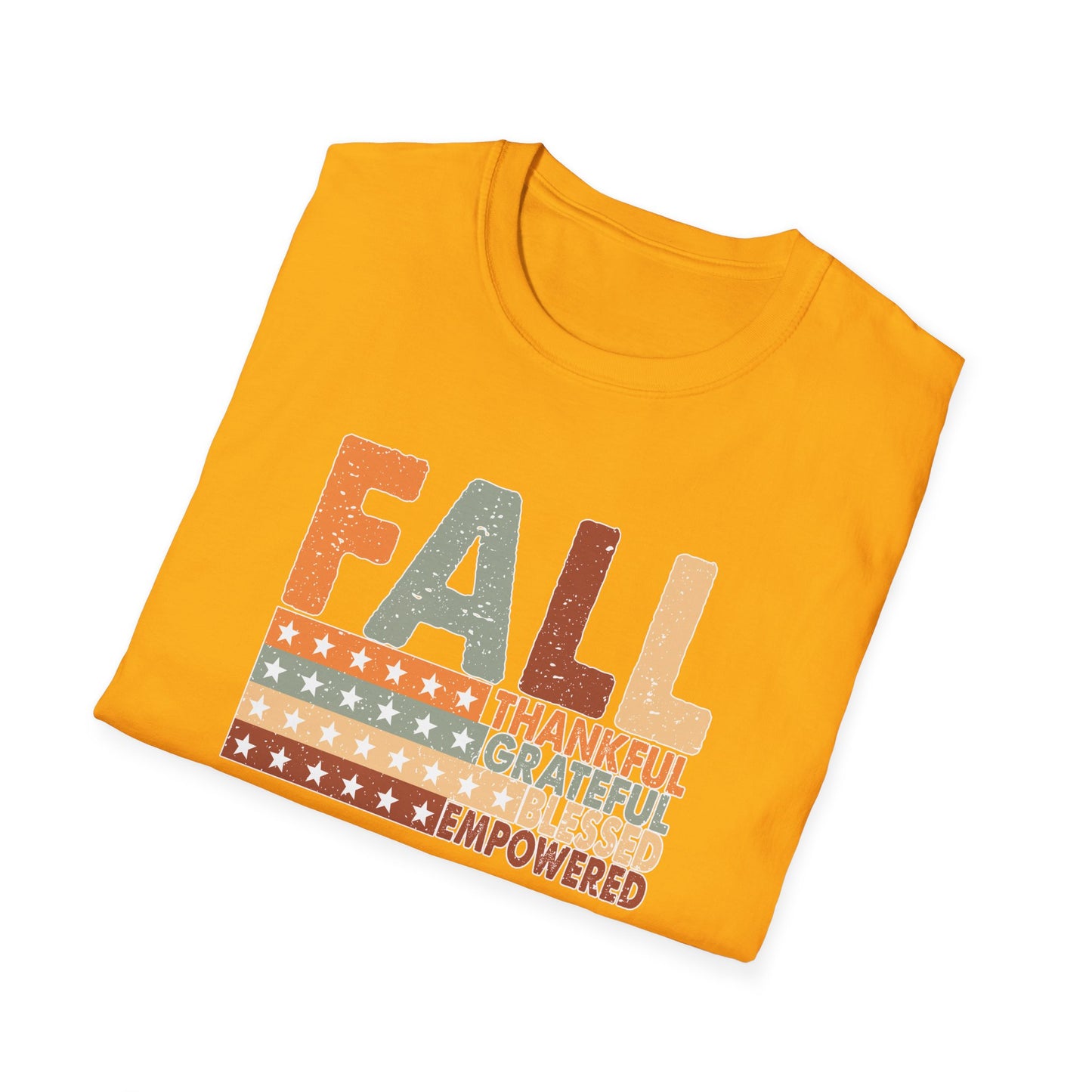 Fall Unisex Softstyle T-Shirt with Inspirational Words, Thankful, Grateful, Blessed, Empowered, Fall Tee, Hope Shirt, Thanksgiving Shirt