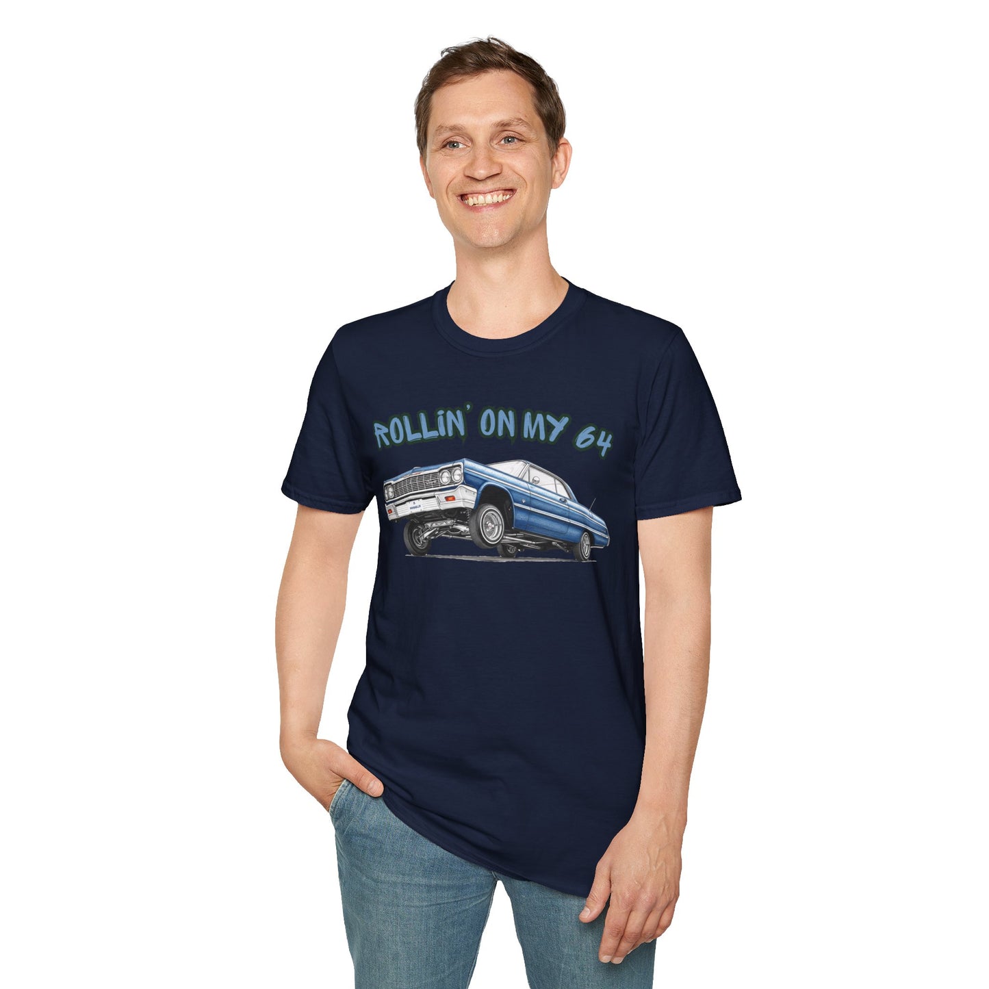 Lowrider Shirt, Rollin On My 64 Tee, Classic Car Graphic Shirt, Vintage Car Enthusiast Gift, Retro Auto Unisex Tee