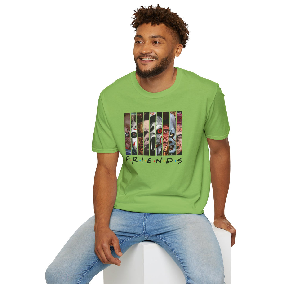 Horror Movie Villains Halloween Friends Softstyle T-Shirt, Scary Movie Tee, Halloween Shirt, Horror Movie Fan Gift, Horror Movie Characters