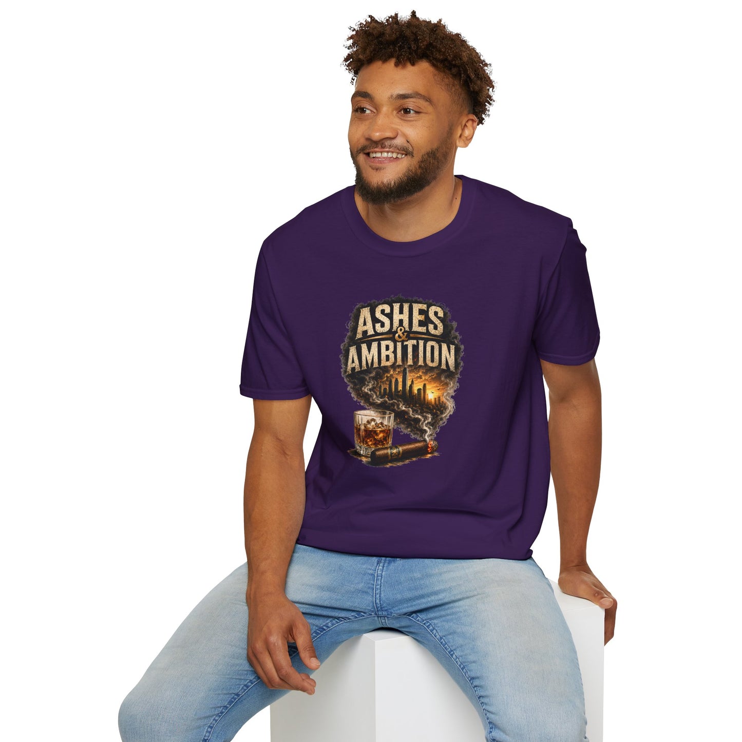 Ashes & Ambition Cigar T-Shirt – Whiskey, Success & Hustle Lifestyle Tee