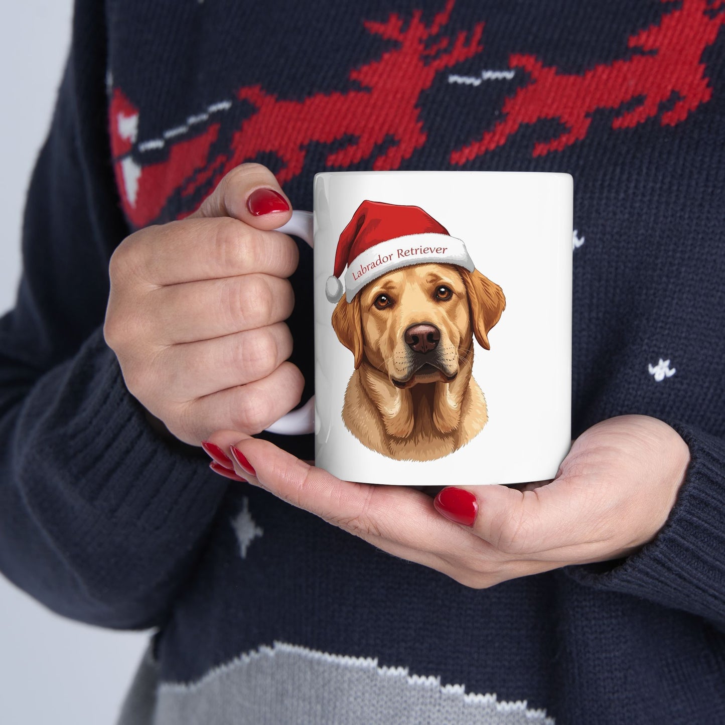 Labrador Retriever Holiday Portrait Mug – Cute Holiday Coffee Cup, Festive Labrador Retriever Dog Ceramic Mug, Christmas Gift Idea (11oz/15oz)