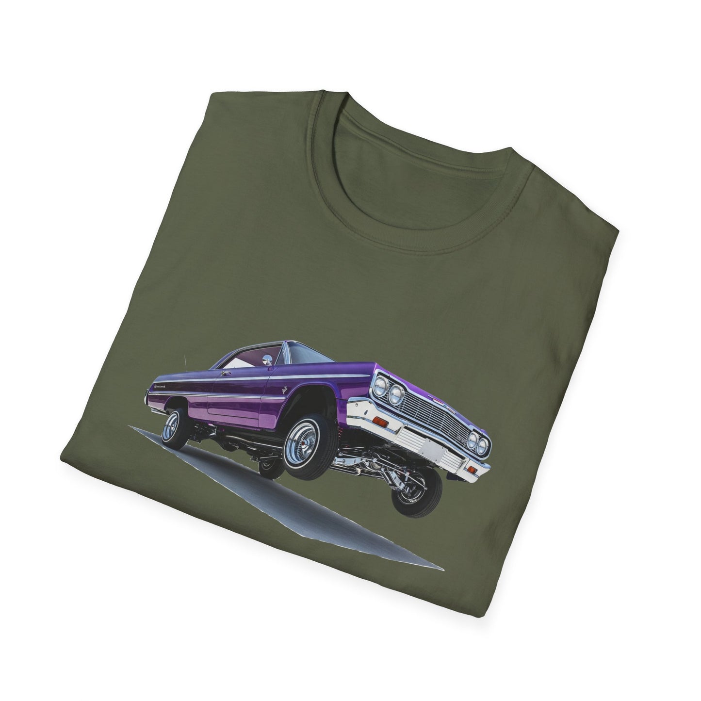 1964 Chevy Impala Hydraulics Lowrider Hoppin' Ink Drawing T-Shirt - Old School Hip Hop Cholo Art Tee Design - Chicano Car Club Graphic Tee