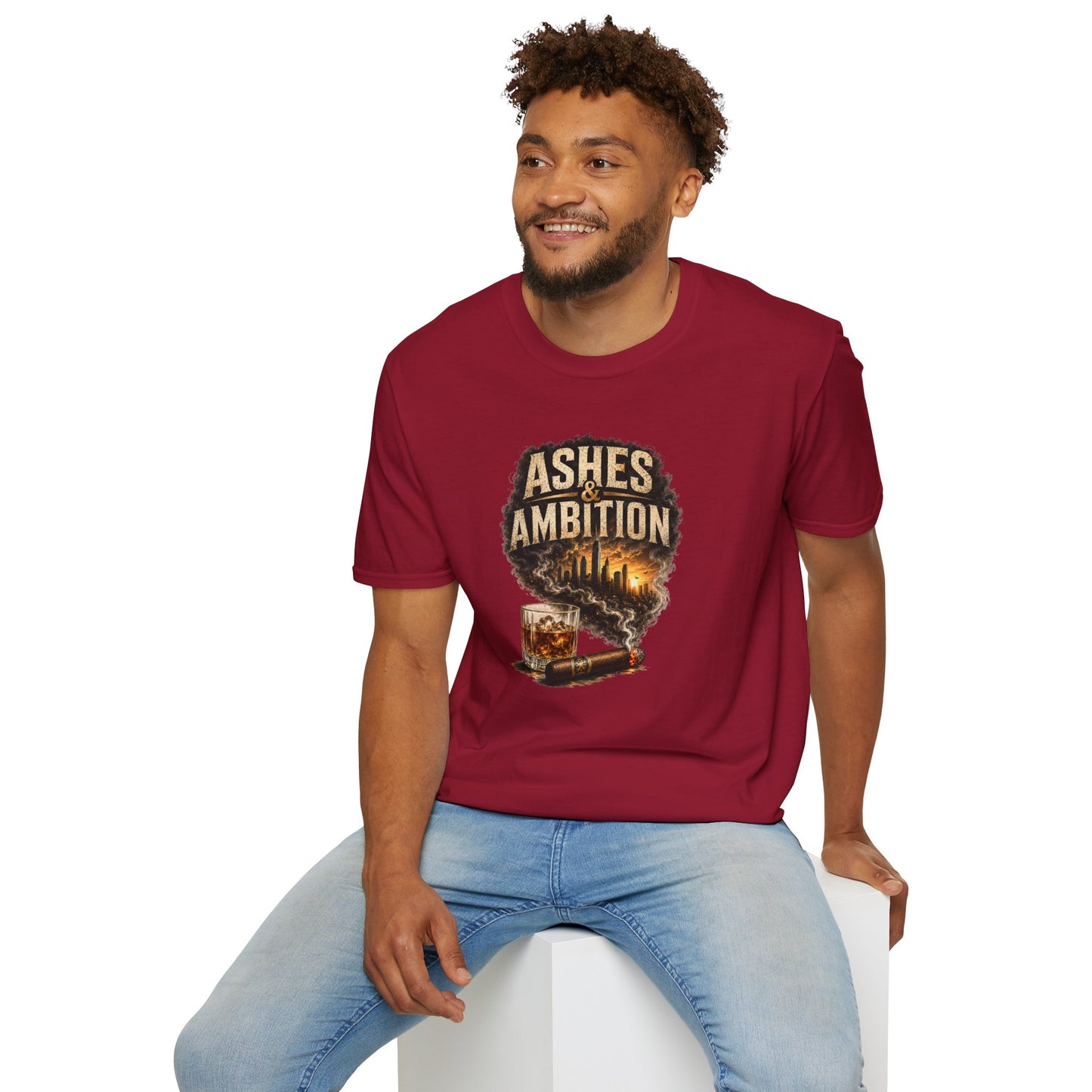 Ashes & Ambition Cigar T-Shirt – Whiskey, Success & Hustle Lifestyle Tee