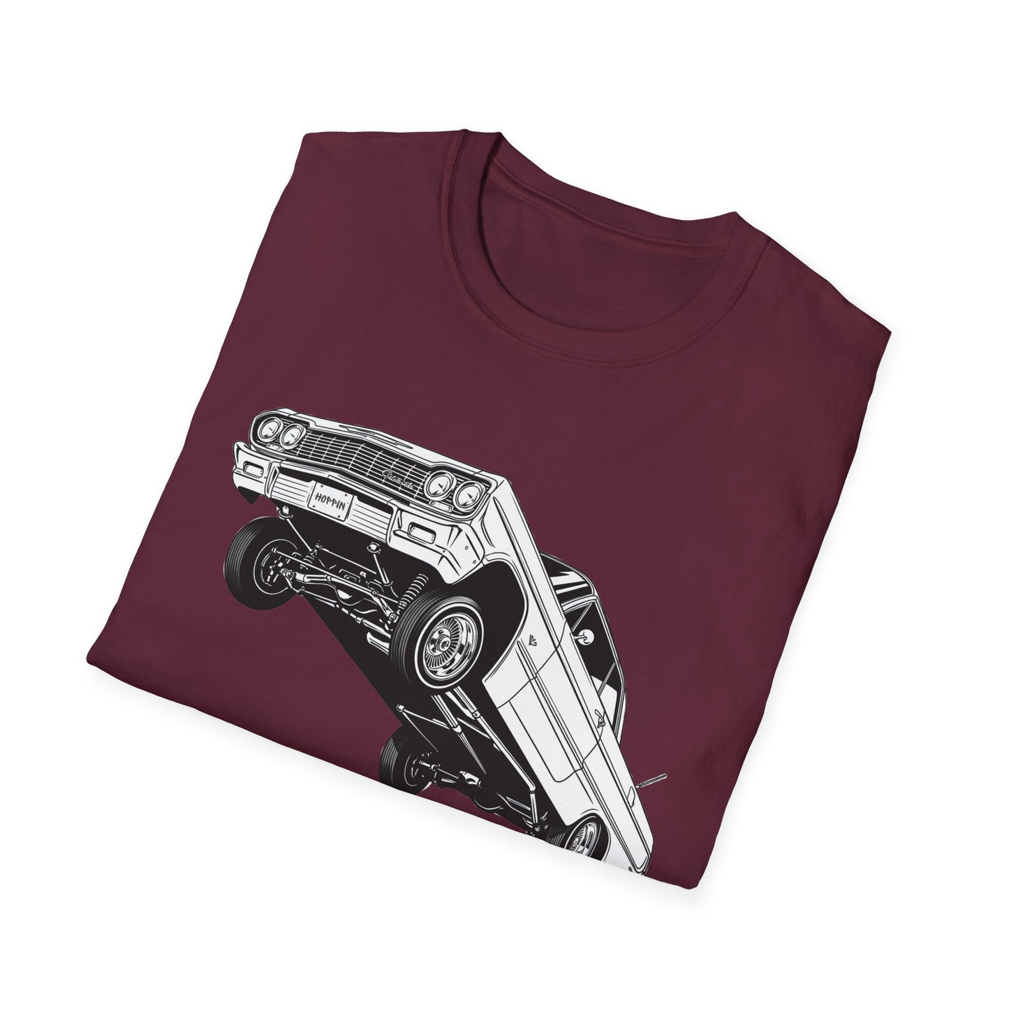 1964 Chevy Impala Hydraulics Lowrider Ink Drawing T-Shirt - Old School Hip Hop Cholo Art Tee Design - Chicano Car Club Graphic Tee