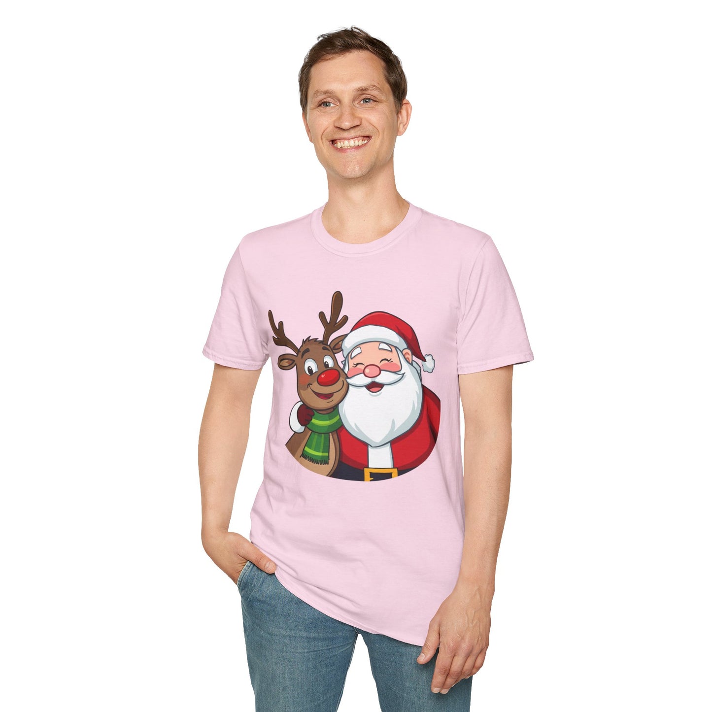 Smiling Santa and Rudolph Shirt, Family Christmas Shirts, Christmas T Shirt, Holiday Shirt, Cute Xmas Shirt for the family, Holiday Gift