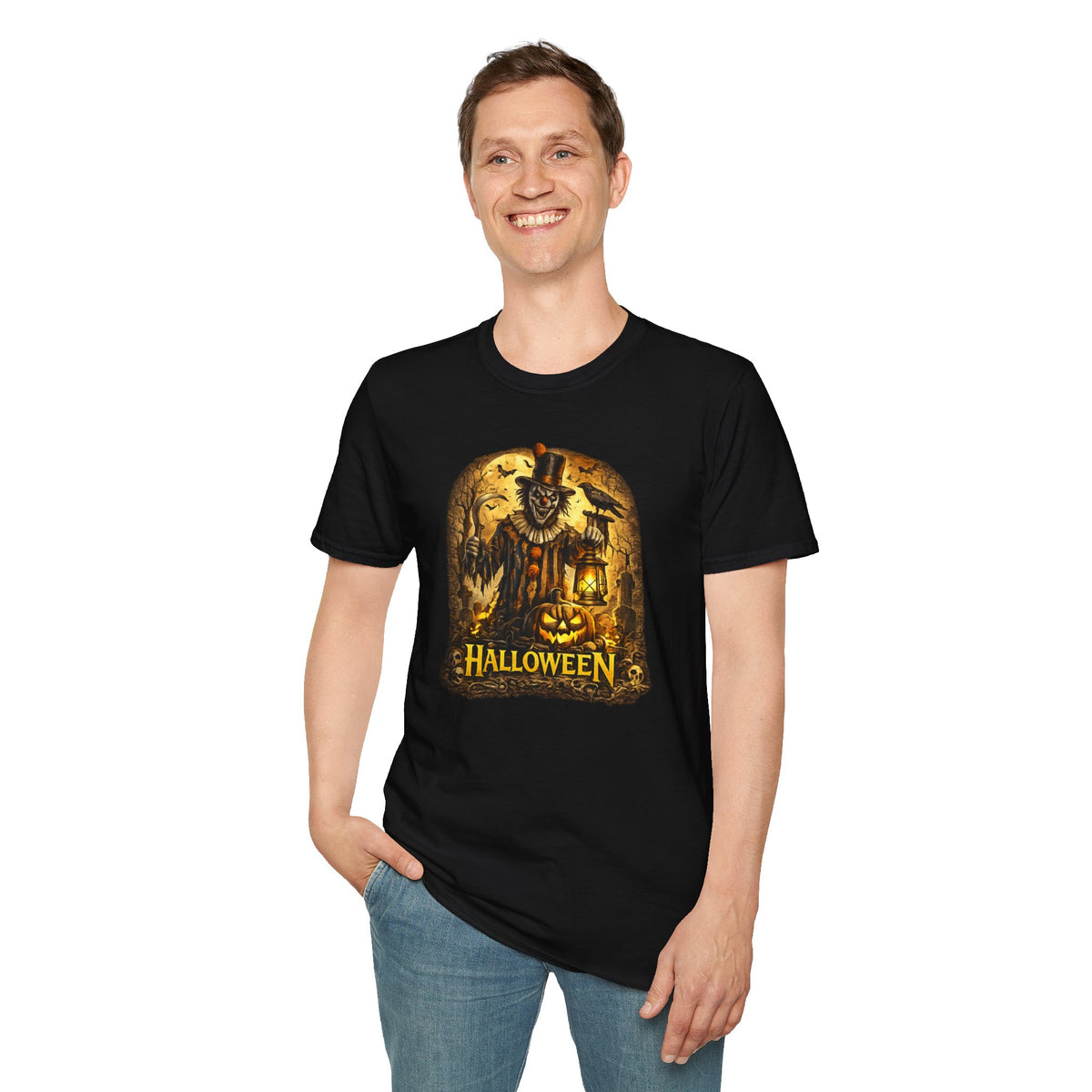 Halloween Horror Shirt, Creepy Clown T-Shirt, Scary Pumpkin Graveyard Tee, Spooky Season Shirt, Halloween Party Gift